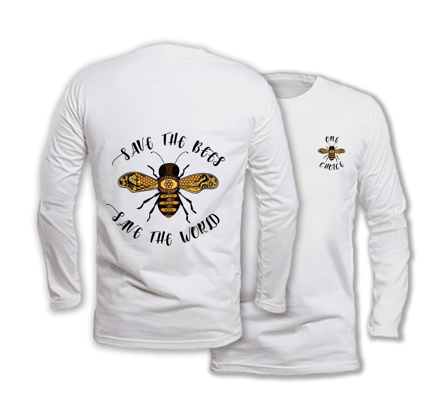 Save The Bees - Long Sleeve Organic Cotton T-Shirt - One Choice Apparel