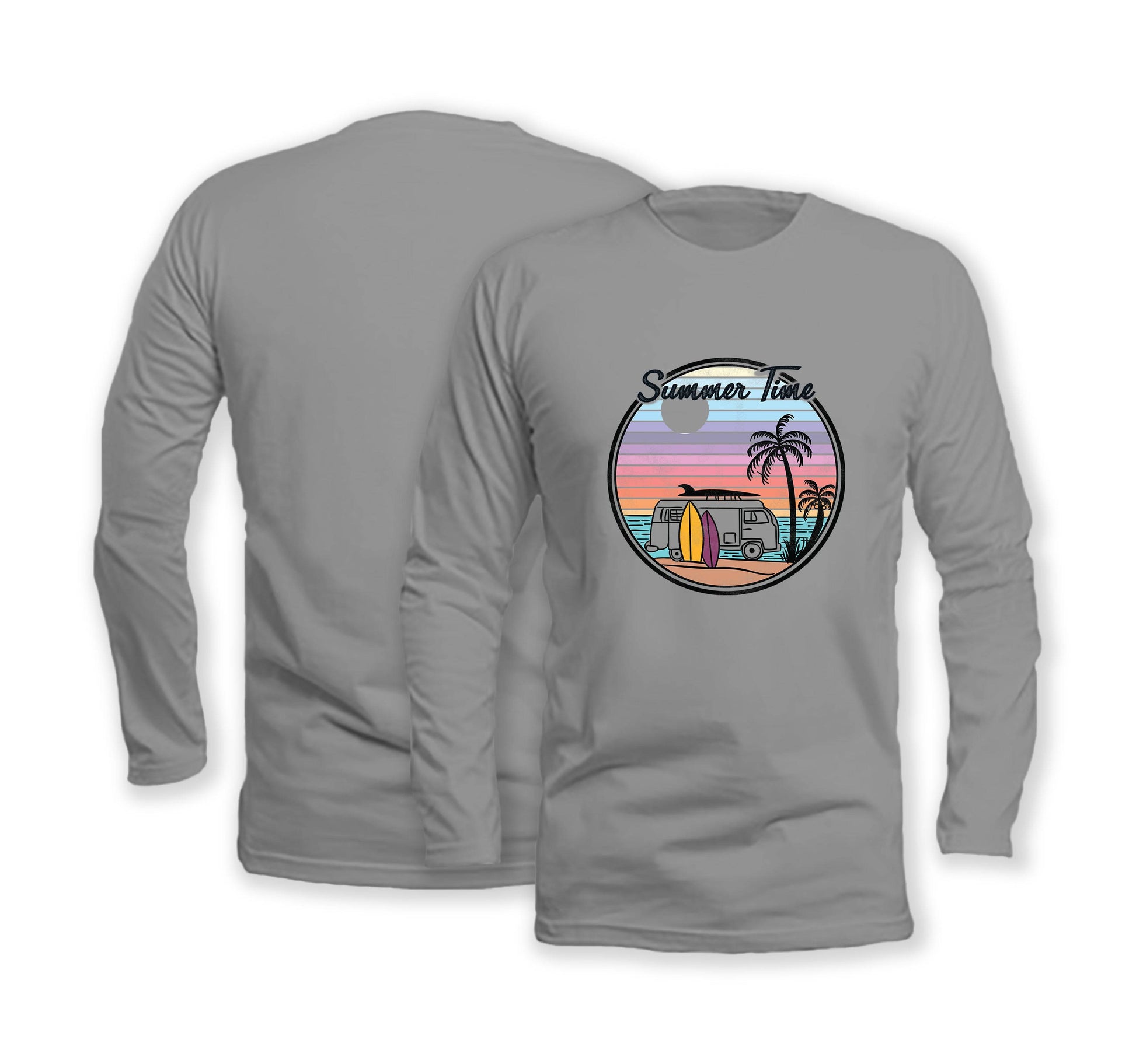 Summer Time - Long Sleeve Organic Cotton T-Shirt - Front Print - One Choice Apparel