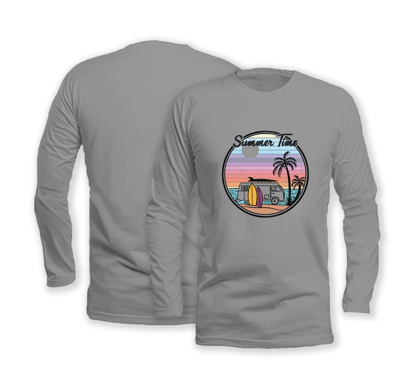 Summer Time - Long Sleeve Organic Cotton T-Shirt - Front Print - One Choice Apparel