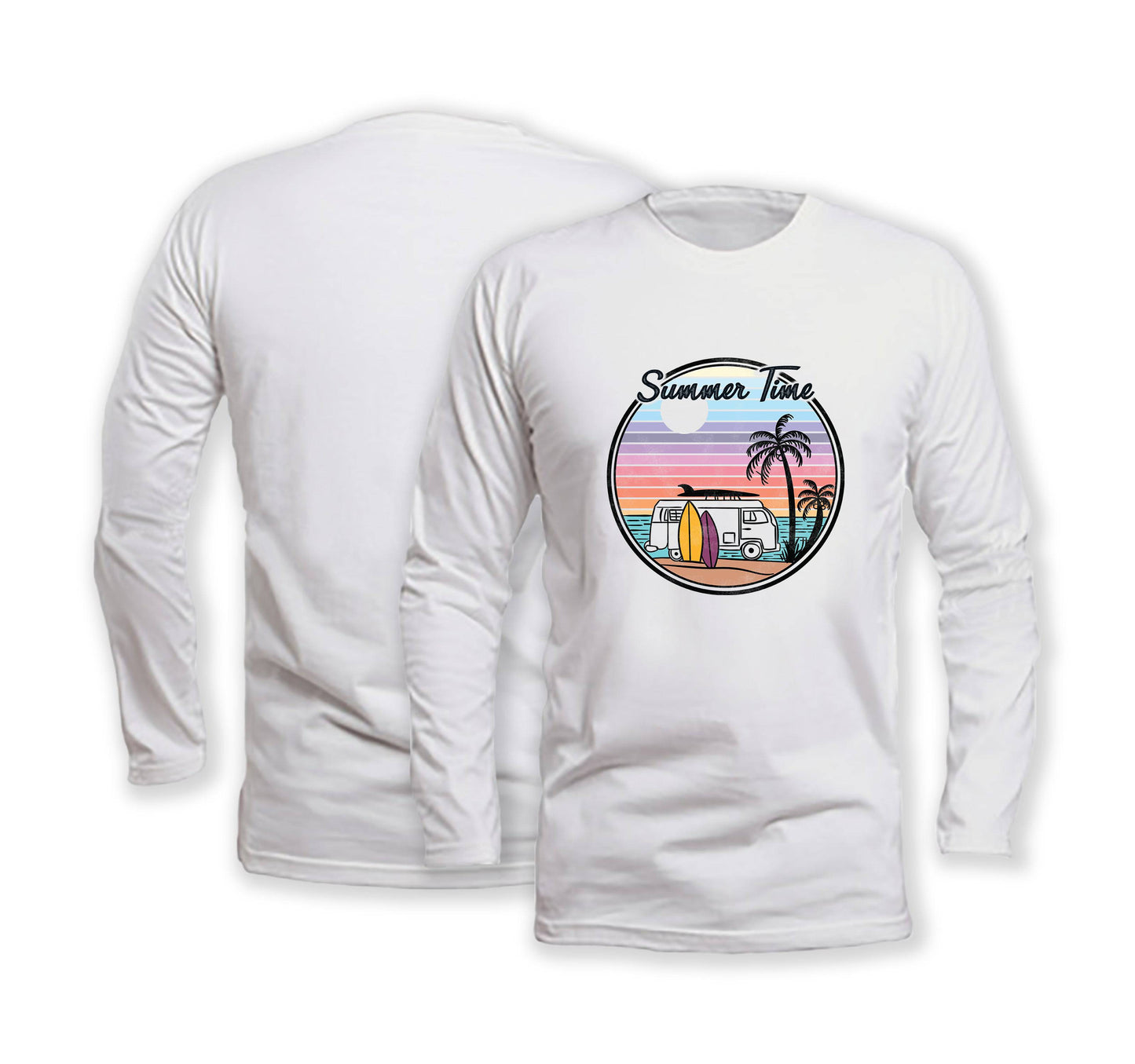 Summer Time - Long Sleeve Organic Cotton T-Shirt - Front Print - One Choice Apparel