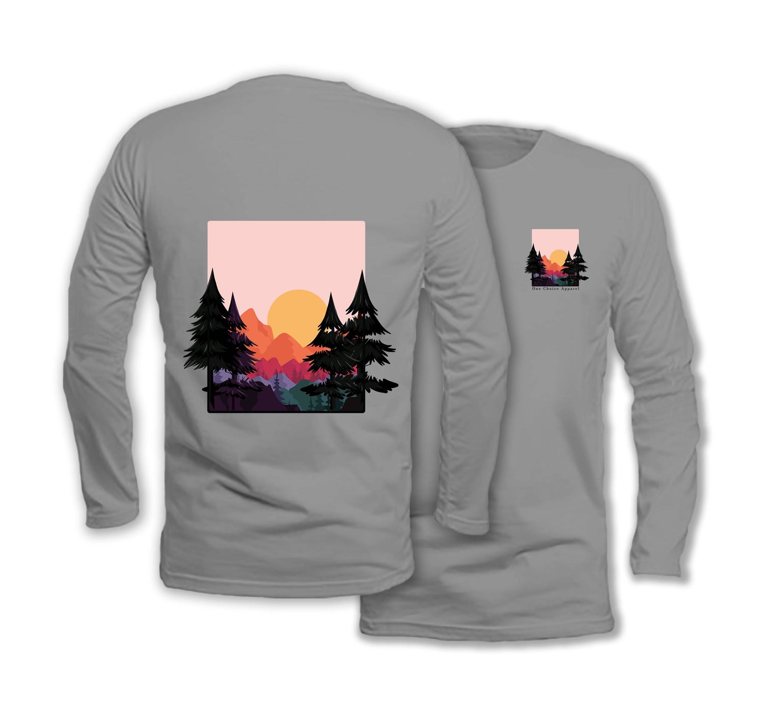Sun & Mountains - Long Sleeve Organic Cotton T-Shirt - One Choice Apparel