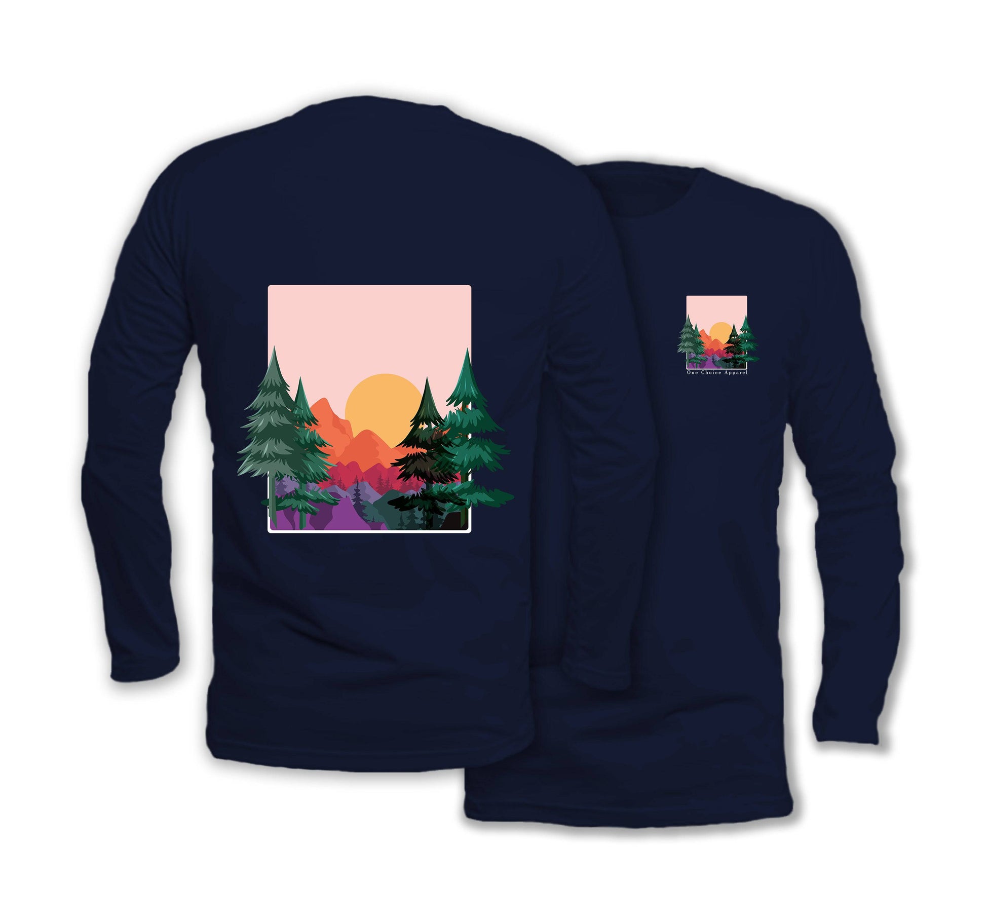 Sun & Mountains - Long Sleeve Organic Cotton T-Shirt - One Choice Apparel