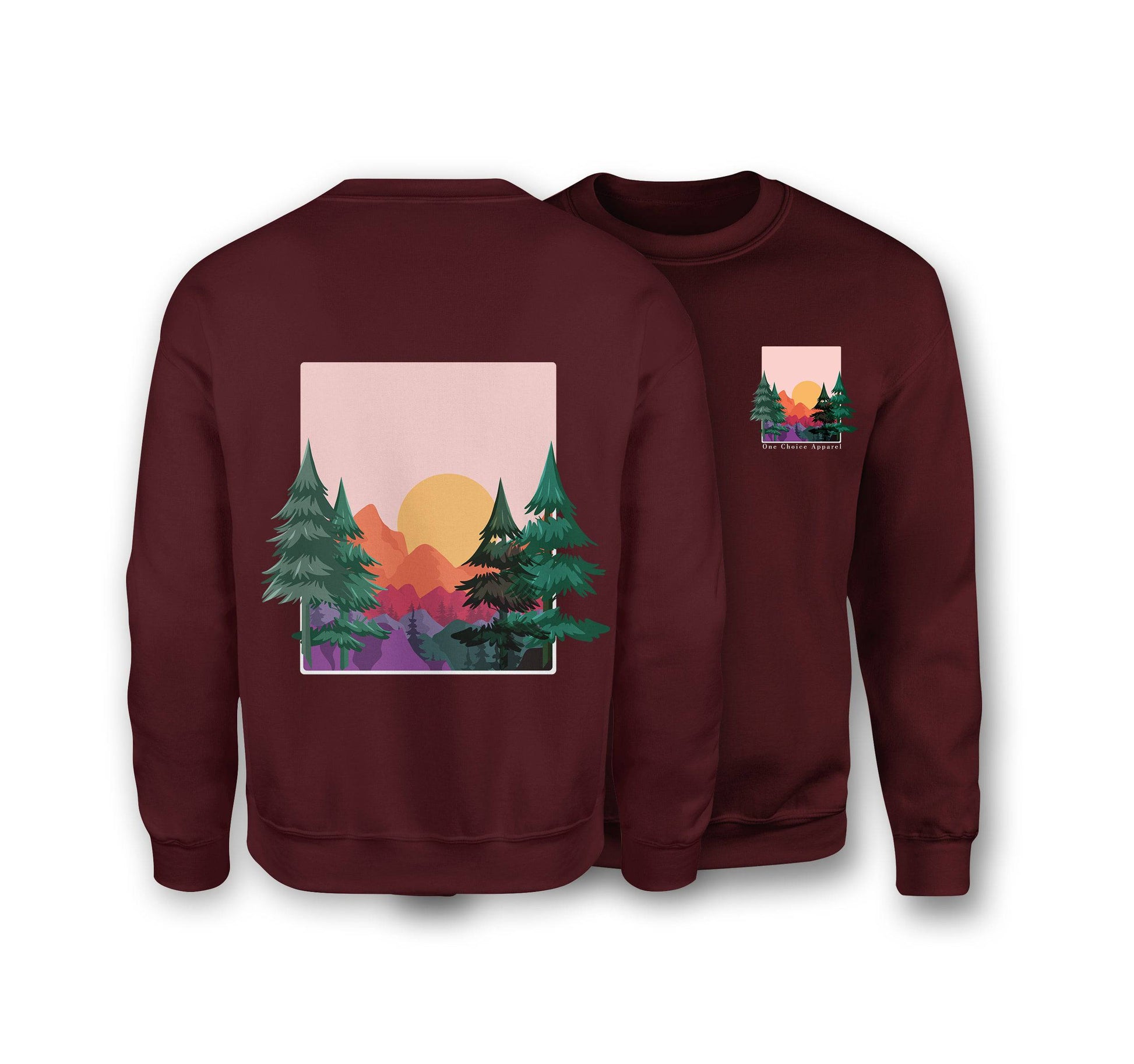 Sun & Mountains Sweatshirt - Organic Cotton Sweatshirt - One Choice Apparel