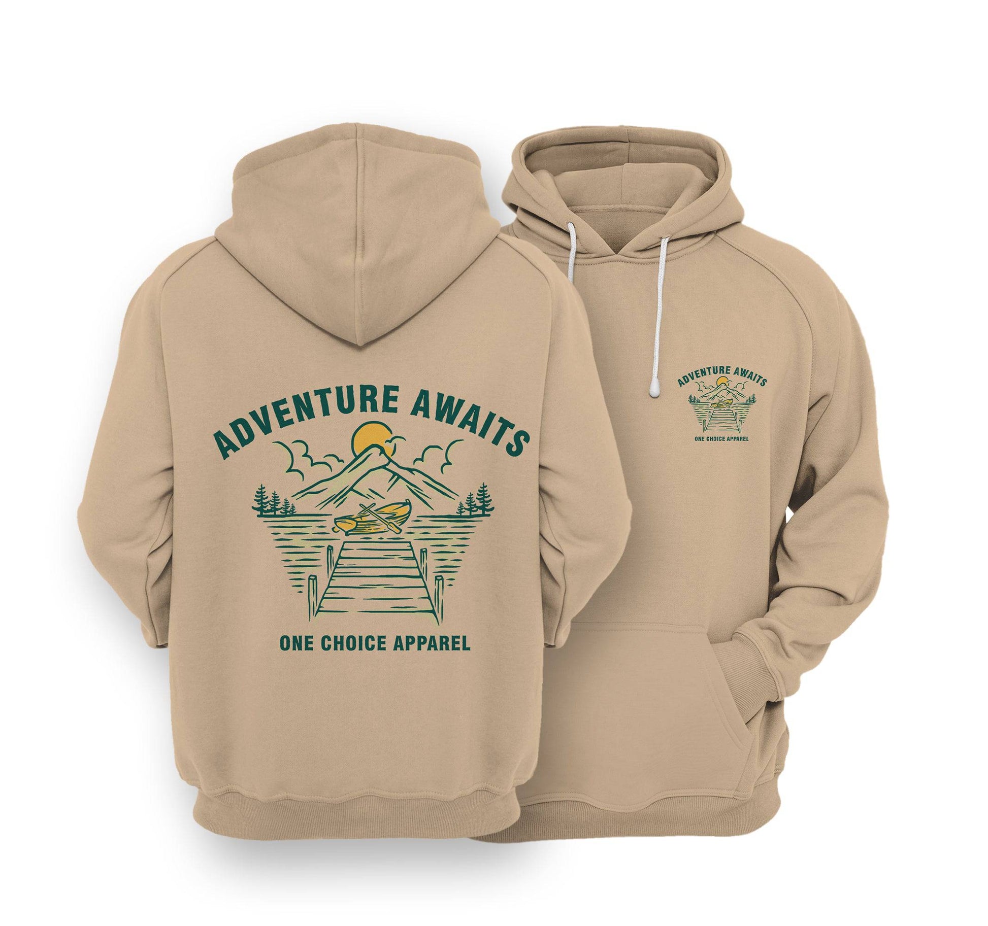 Sustainable Hoodie - Adventures Ahead - One Choice Apparel