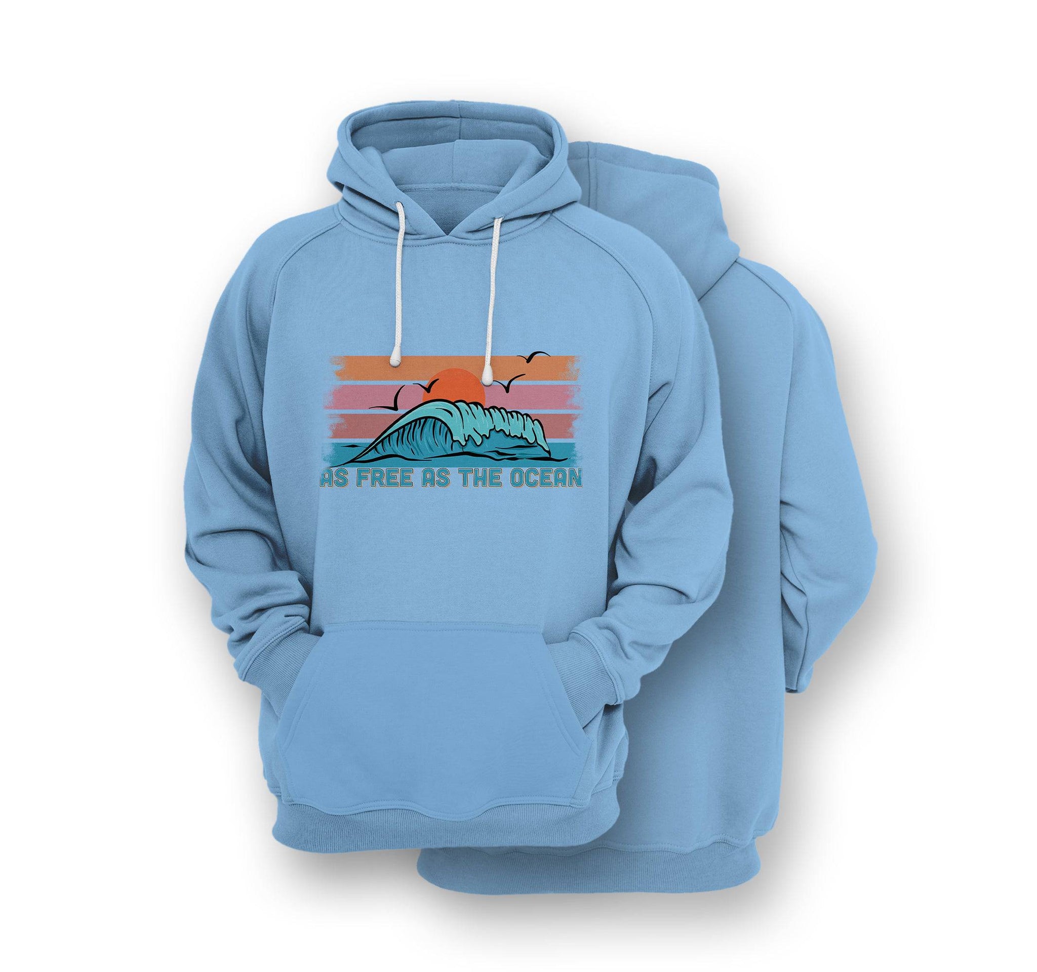 Sustainable Hoodie - As Free As The Ocean - Front Print - One Choice Apparel