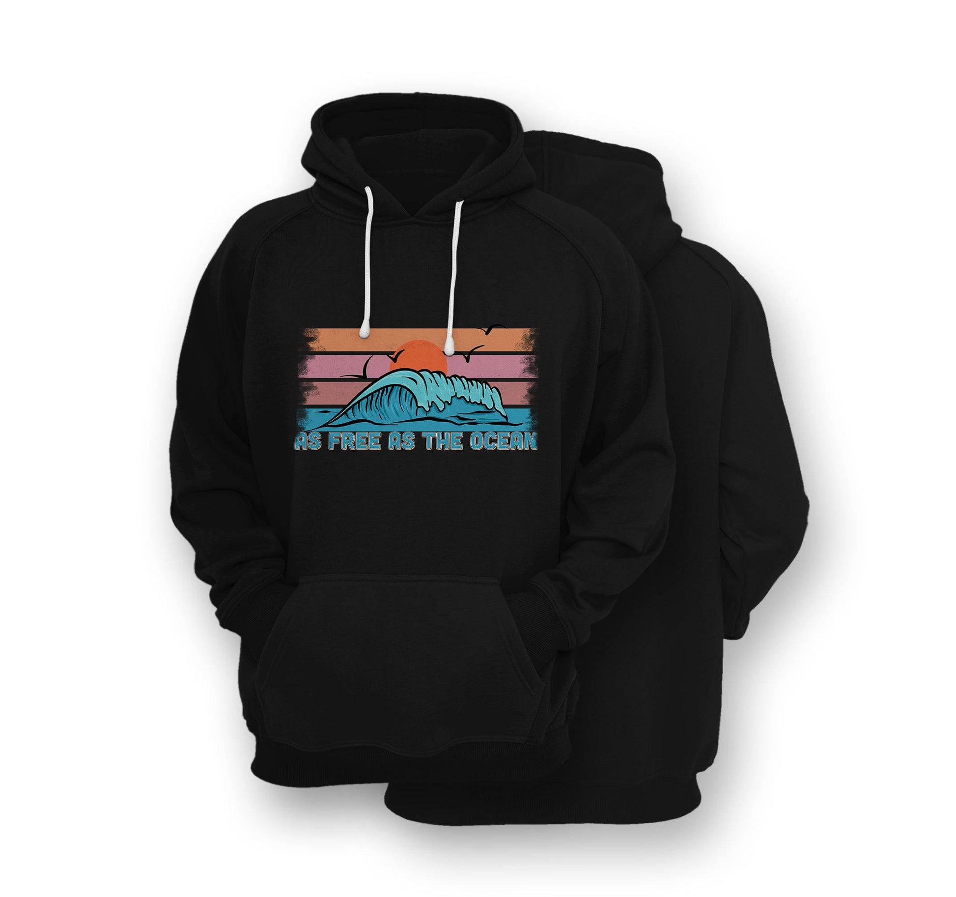 Sustainable Hoodie - As Free As The Ocean - Front Print - One Choice Apparel