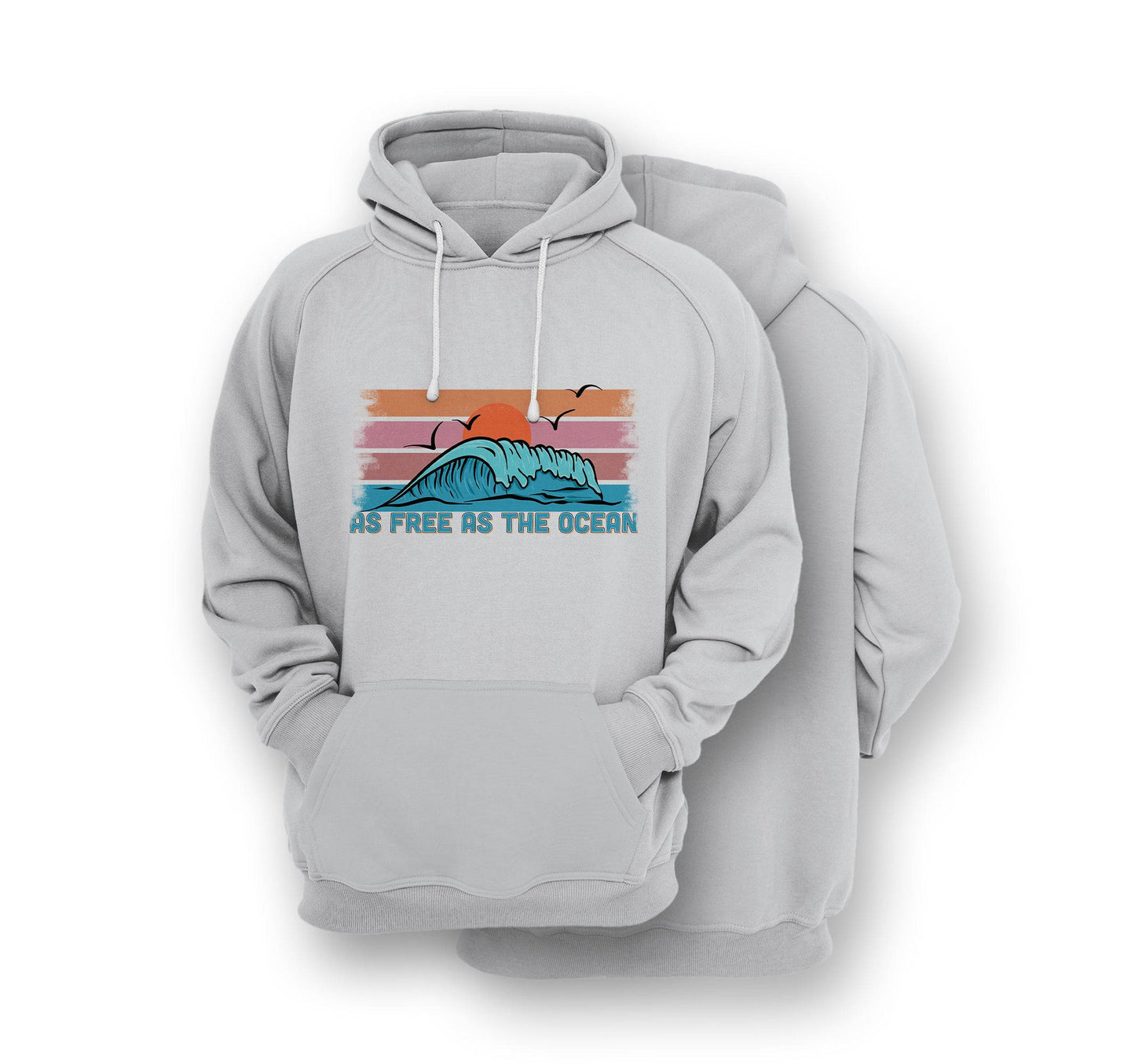 Sustainable Hoodie - As Free As The Ocean - Front Print - One Choice Apparel