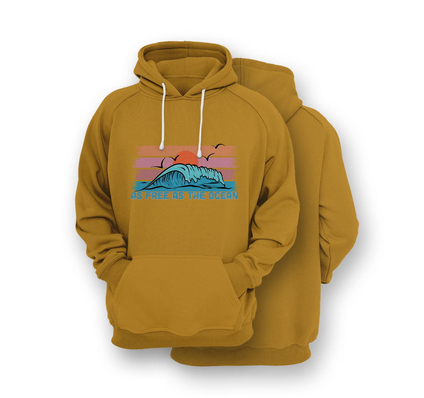 Sustainable Hoodie - As Free As The Ocean - Front Print - One Choice Apparel