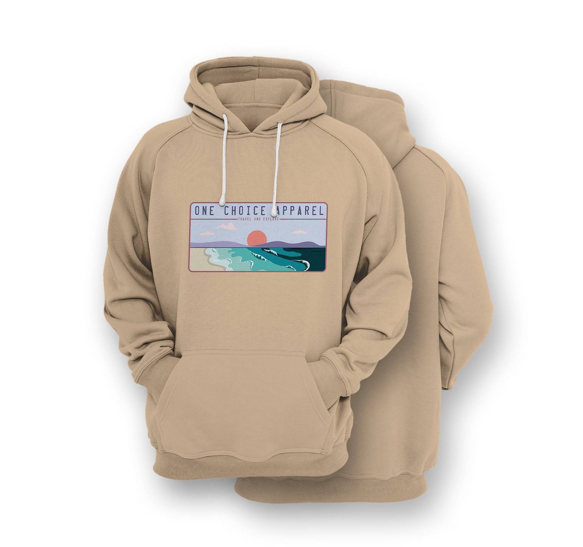 Sustainable Hoodie - Beach Scene Hoodie - Front Print - One Choice Apparel