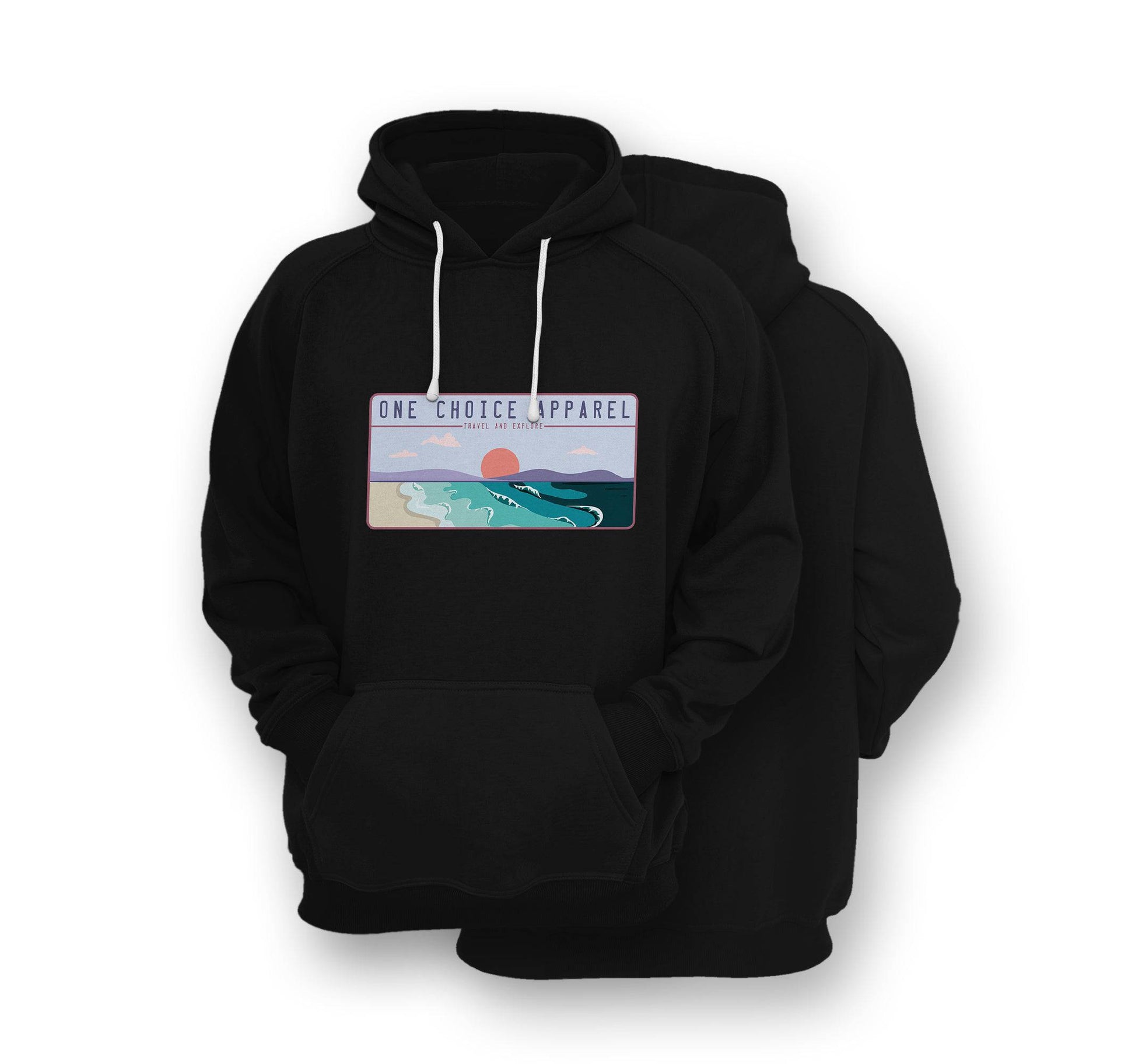 Sustainable Hoodie - Beach Scene Hoodie - Front Print - One Choice Apparel