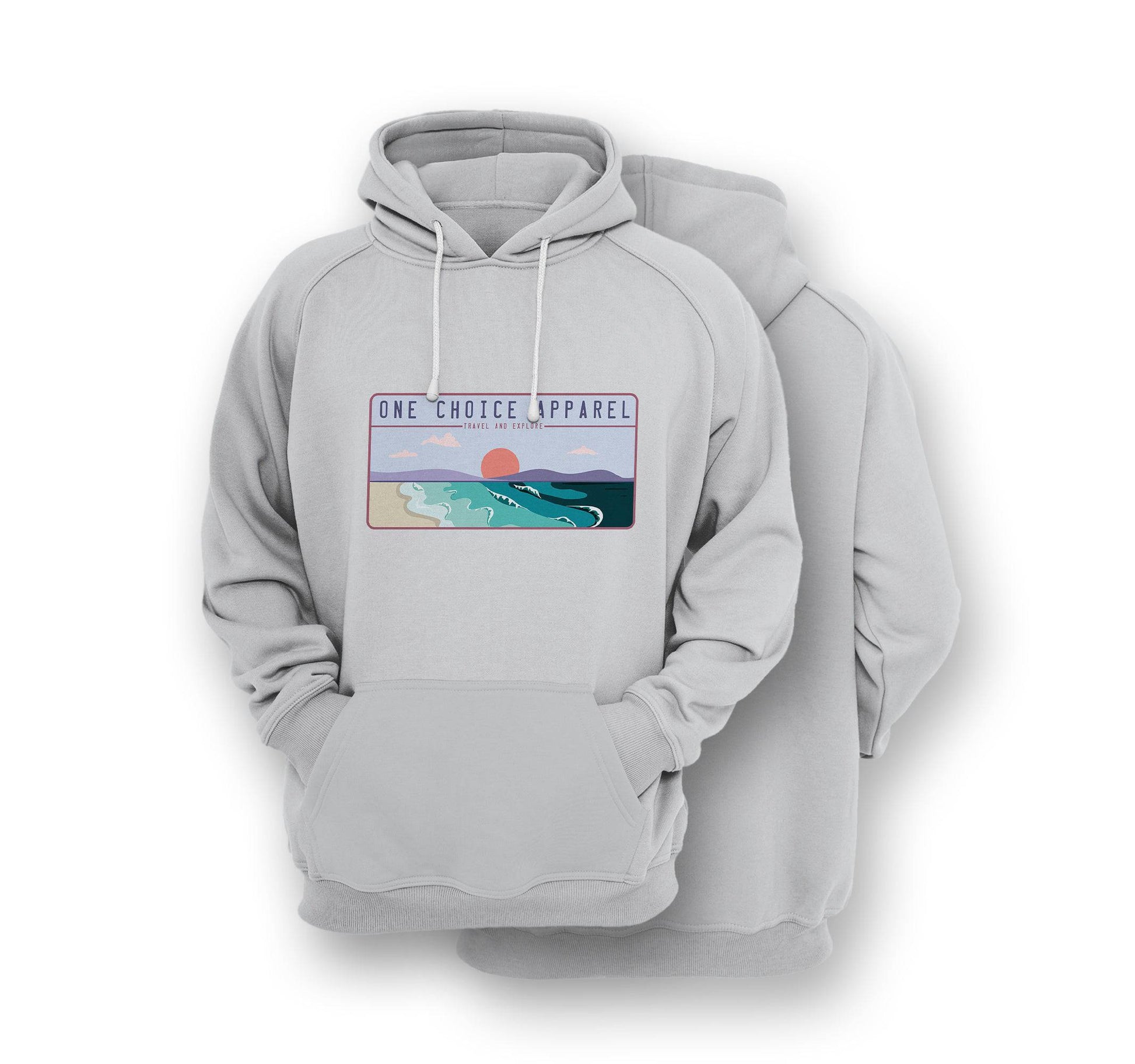 Sustainable Hoodie - Beach Scene Hoodie - Front Print - One Choice Apparel