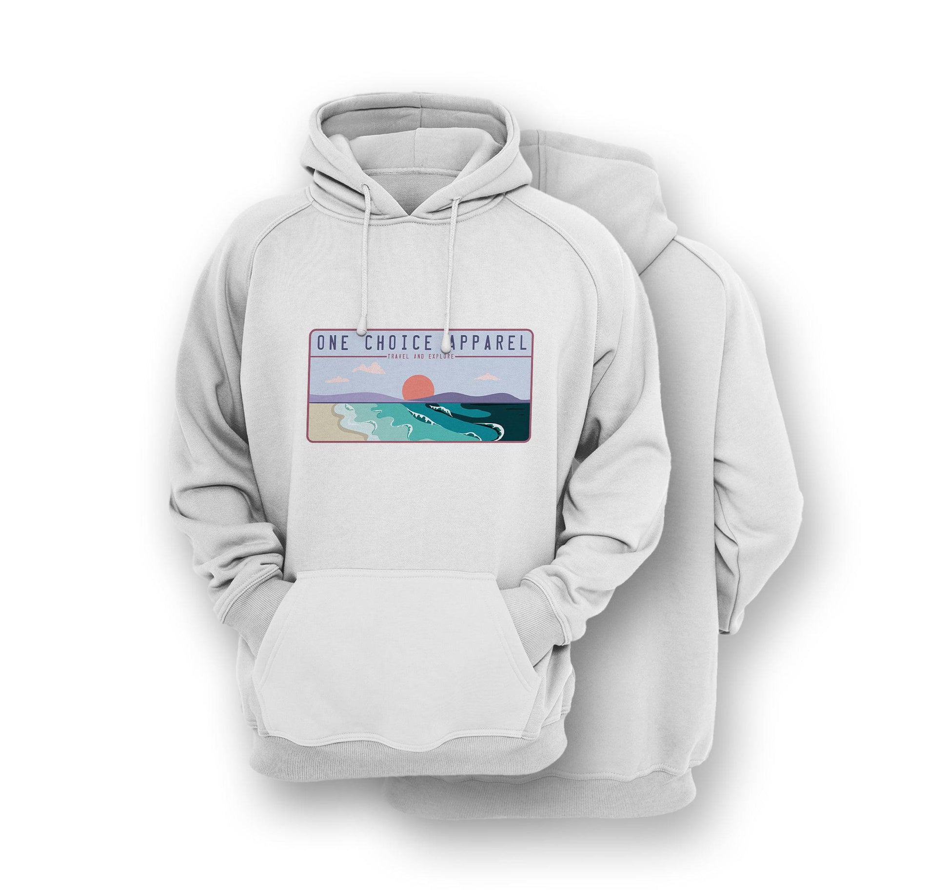 Sustainable Hoodie - Beach Scene Hoodie - Front Print - One Choice Apparel