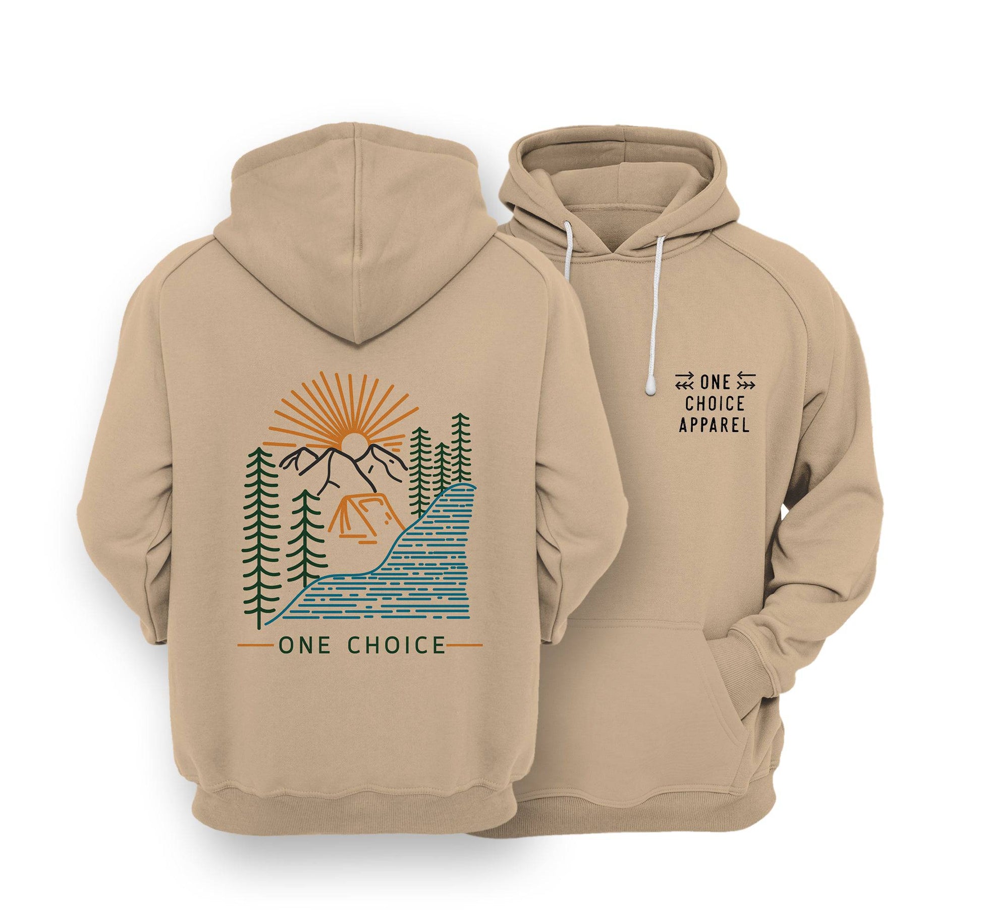 Sustainable Hoodie - Camping Scene - One Choice Apparel