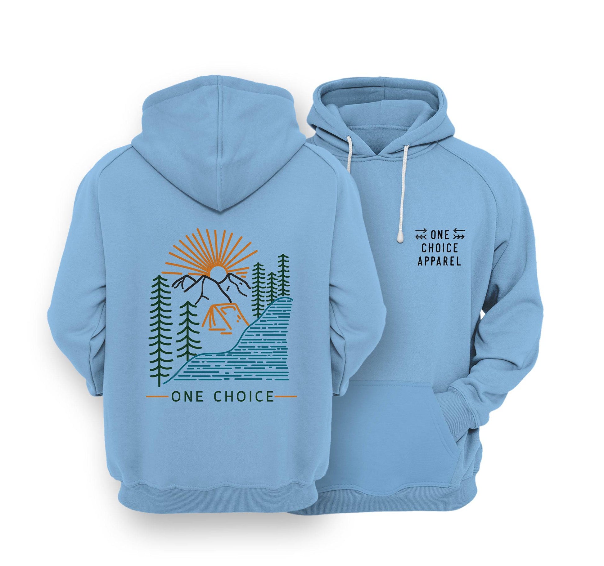 Sustainable Hoodie - Camping Scene - One Choice Apparel