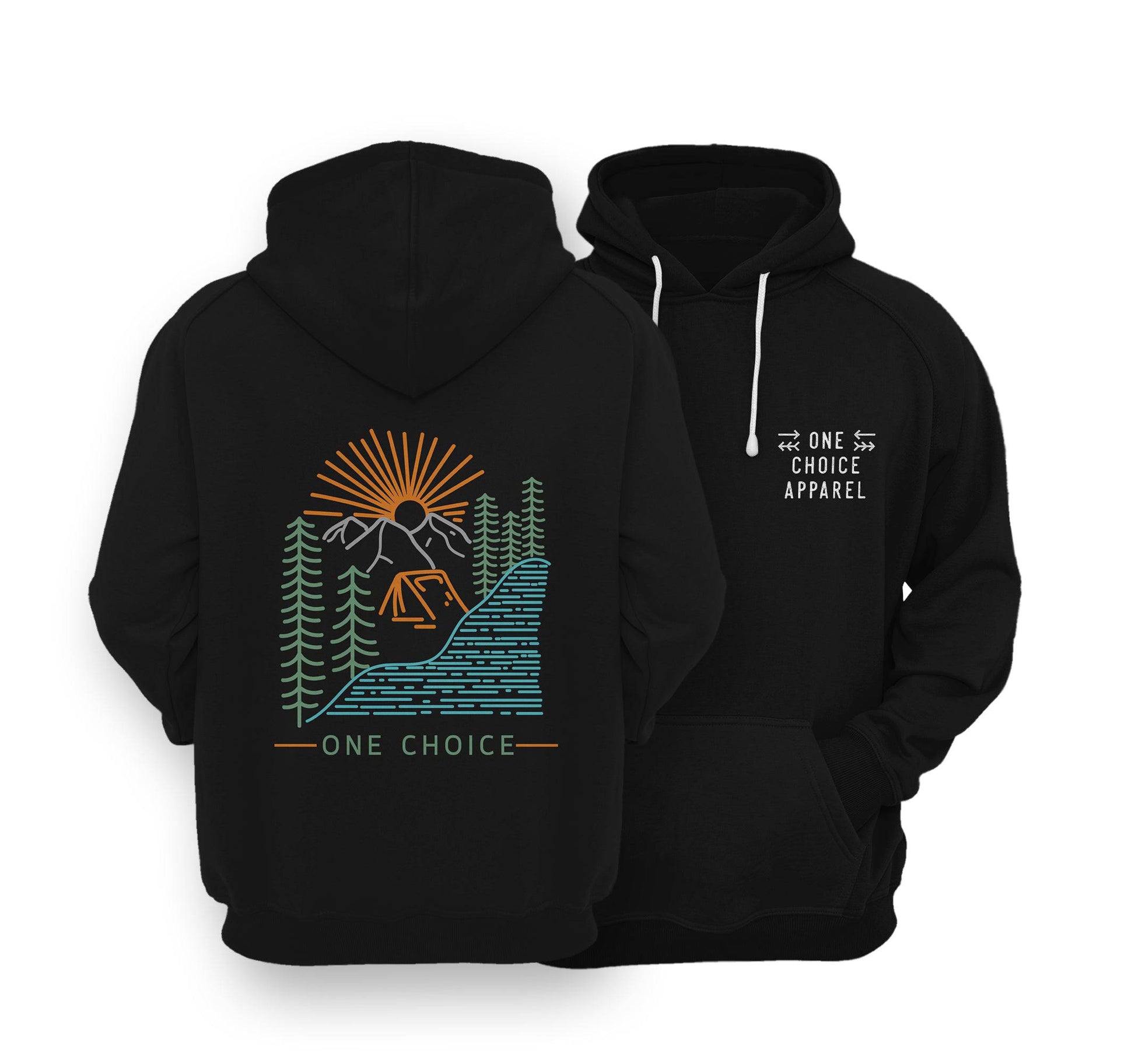 Sustainable Hoodie - Camping Scene - One Choice Apparel