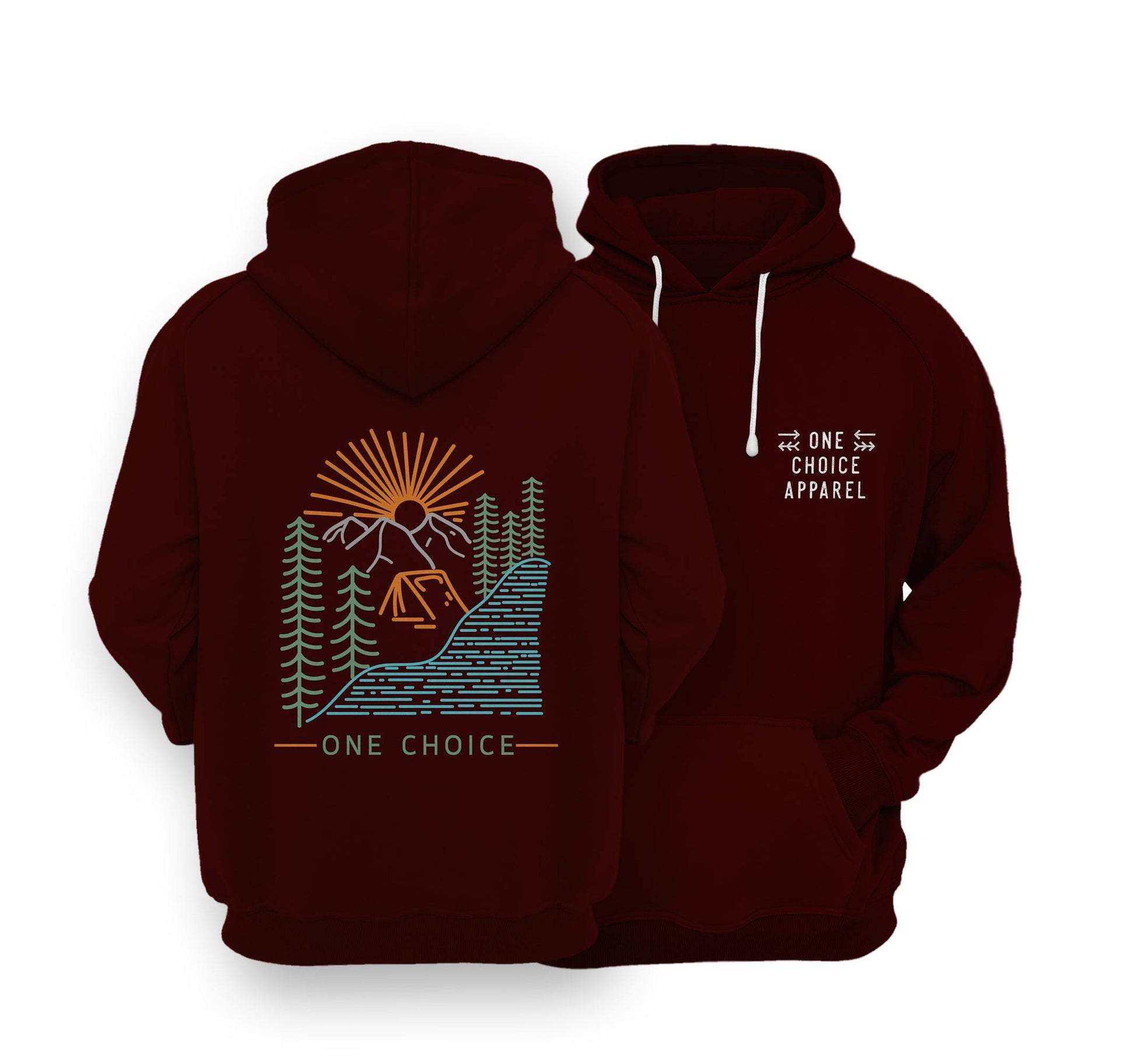 Sustainable Hoodie - Camping Scene - One Choice Apparel