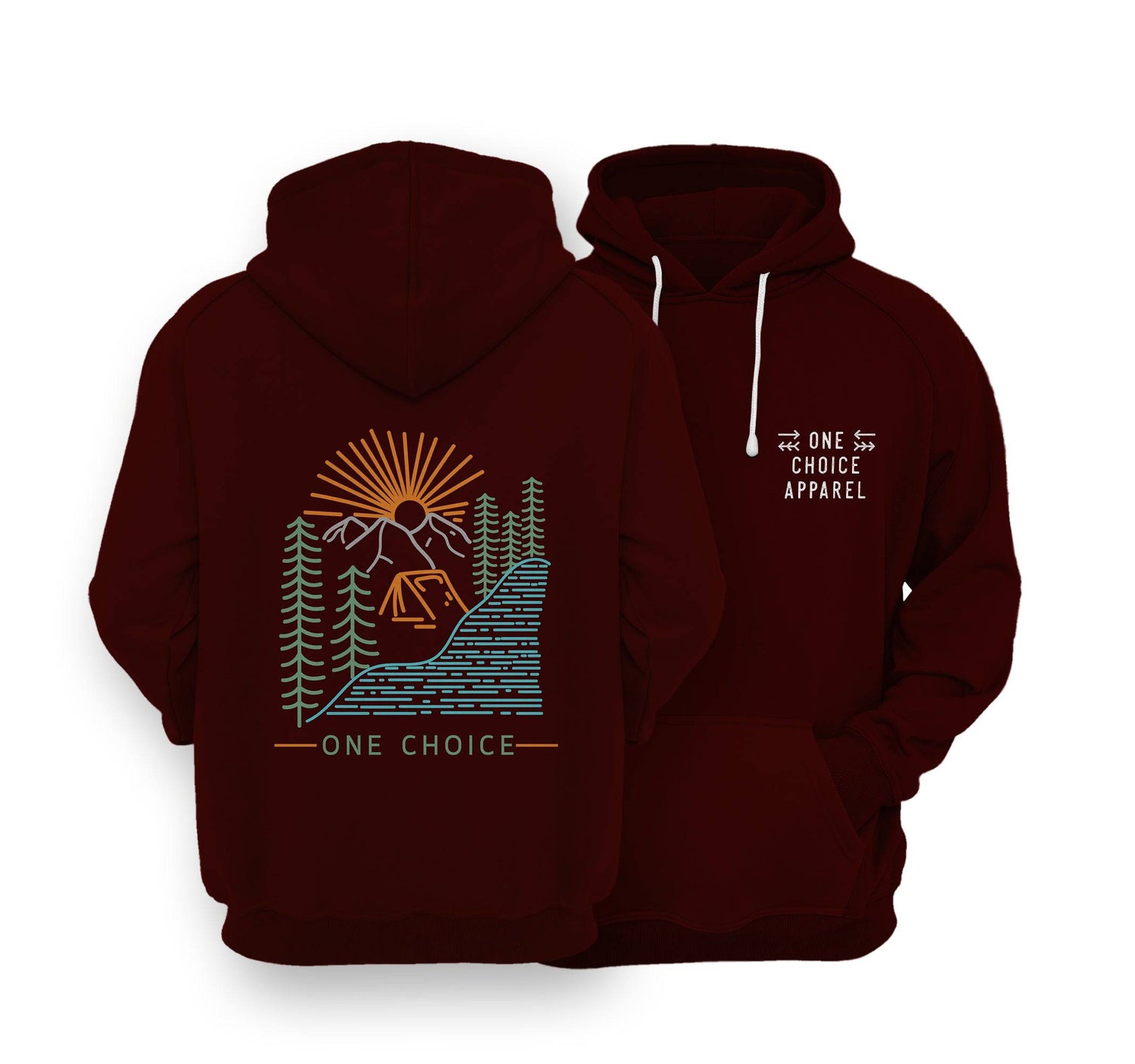 Sustainable Hoodie - Camping Scene - One Choice Apparel