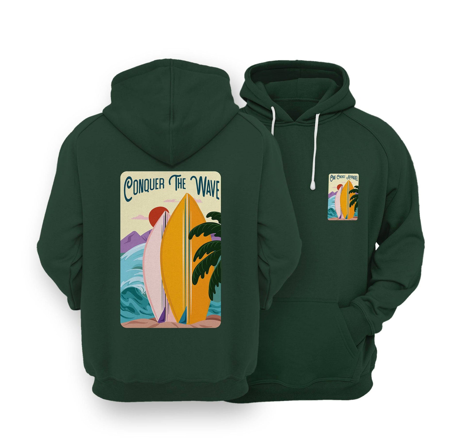 Sustainable Hoodie - Conquer The Wave - One Choice Apparel