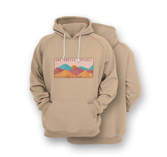 Sustainable Hoodie - Mountain Scene - Front Print - One Choice Apparel
