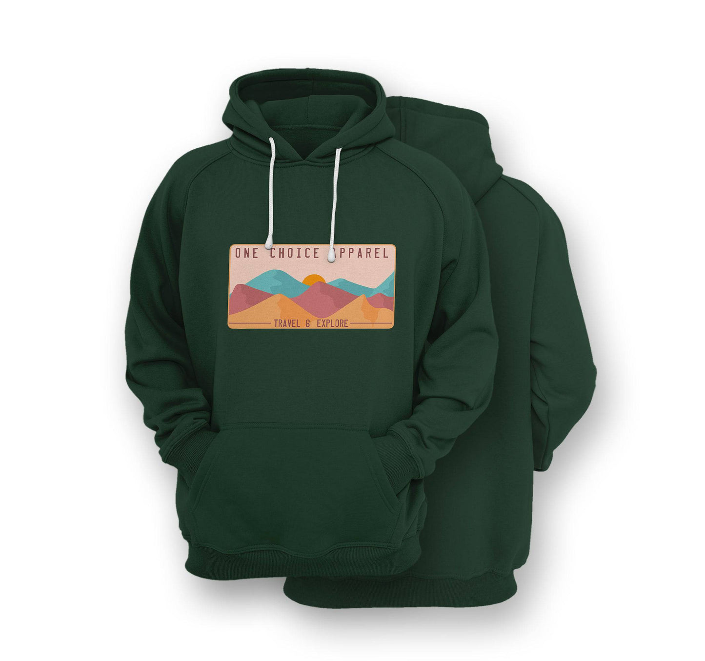 Sustainable Hoodie - Mountain Scene - Front Print - One Choice Apparel