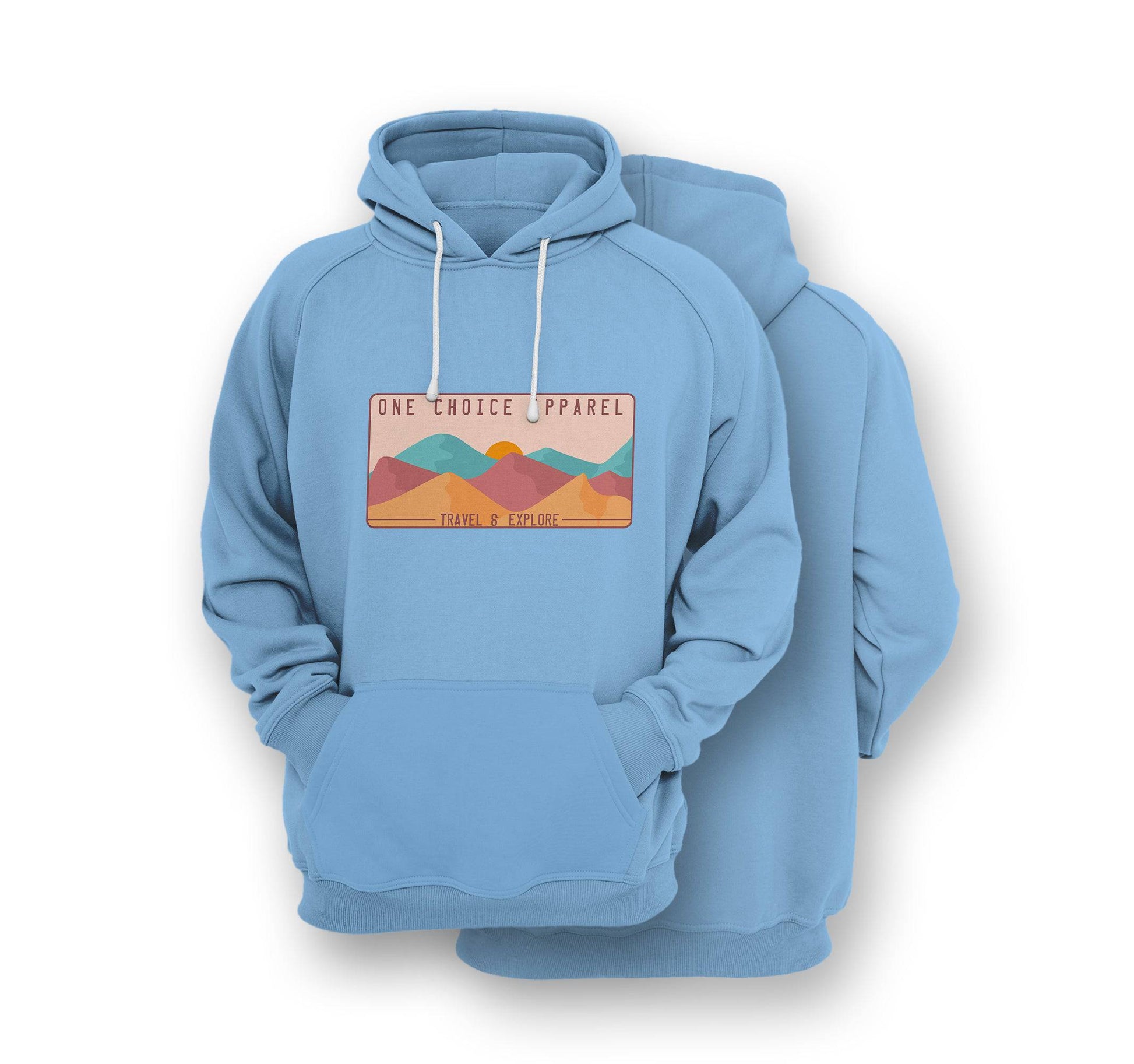 Sustainable Hoodie - Mountain Scene - Front Print - One Choice Apparel