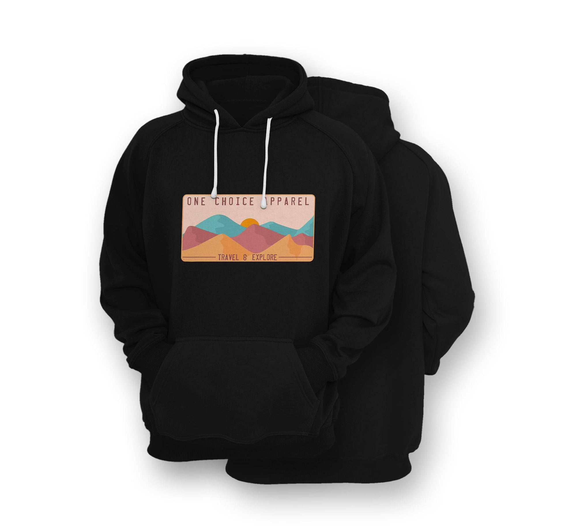 Sustainable Hoodie - Mountain Scene - Front Print - One Choice Apparel