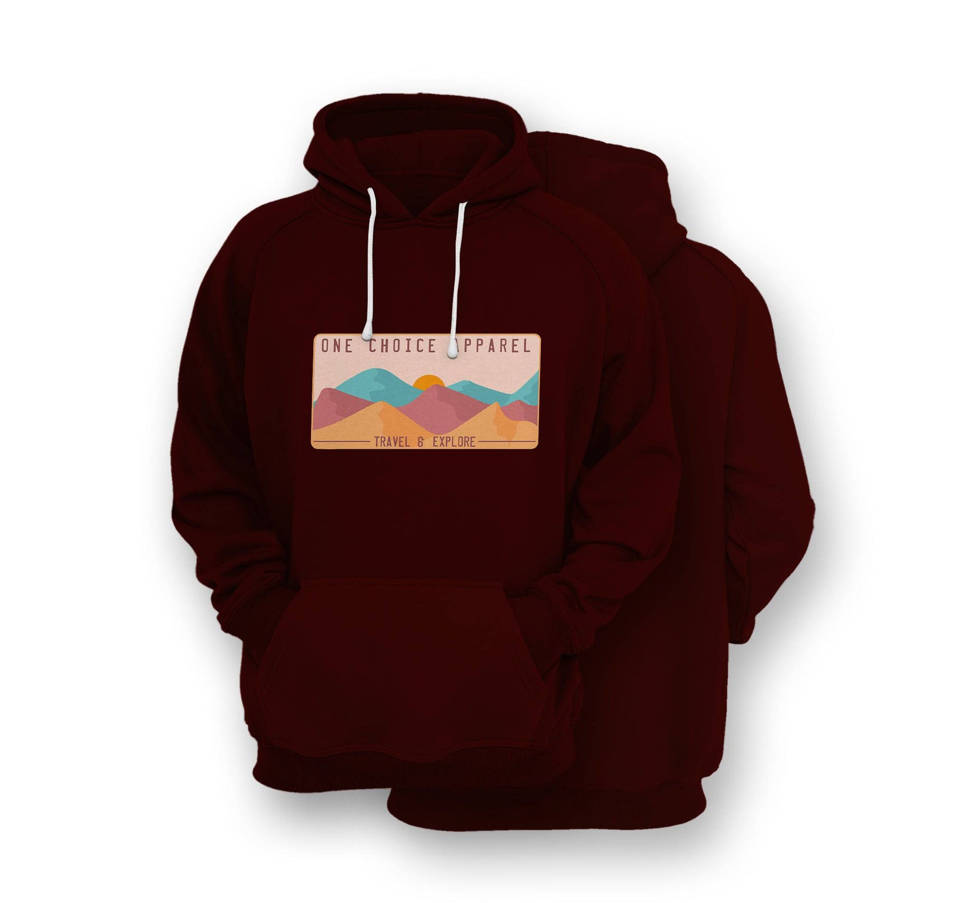 Sustainable Hoodie - Mountain Scene - Front Print - One Choice Apparel