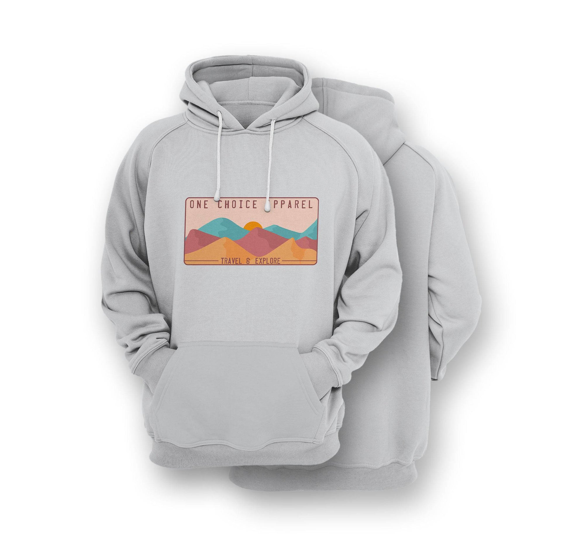 Sustainable Hoodie - Mountain Scene - Front Print - One Choice Apparel