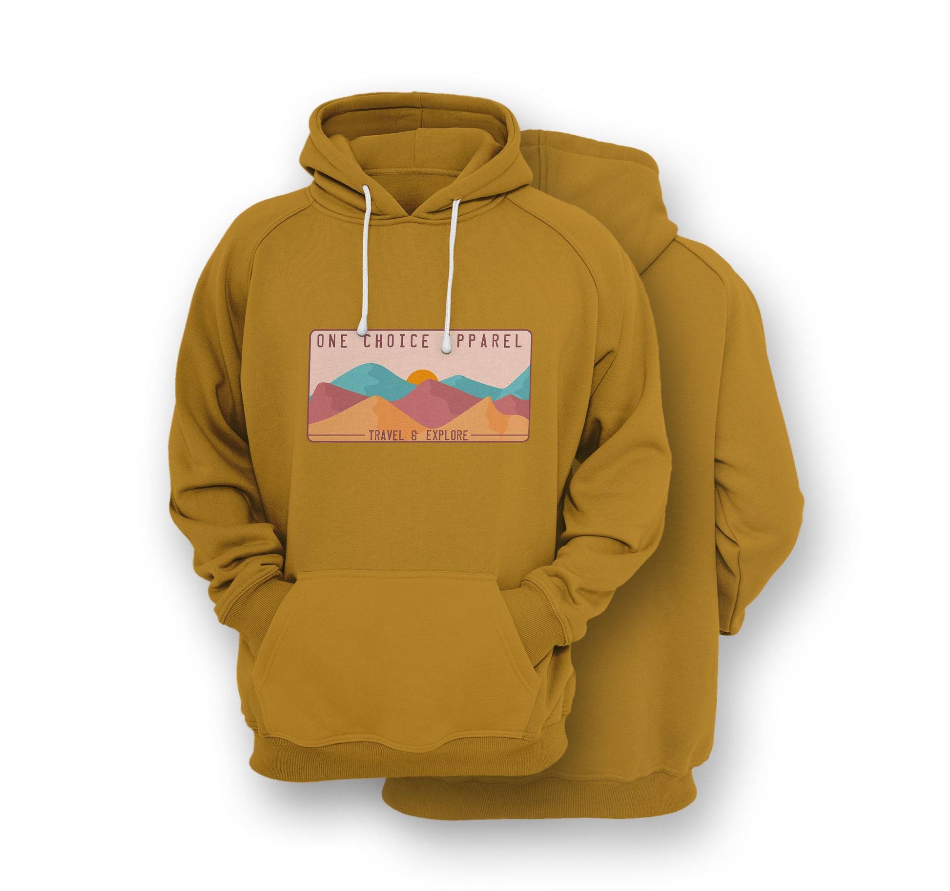 Sustainable Hoodie - Mountain Scene - Front Print - One Choice Apparel