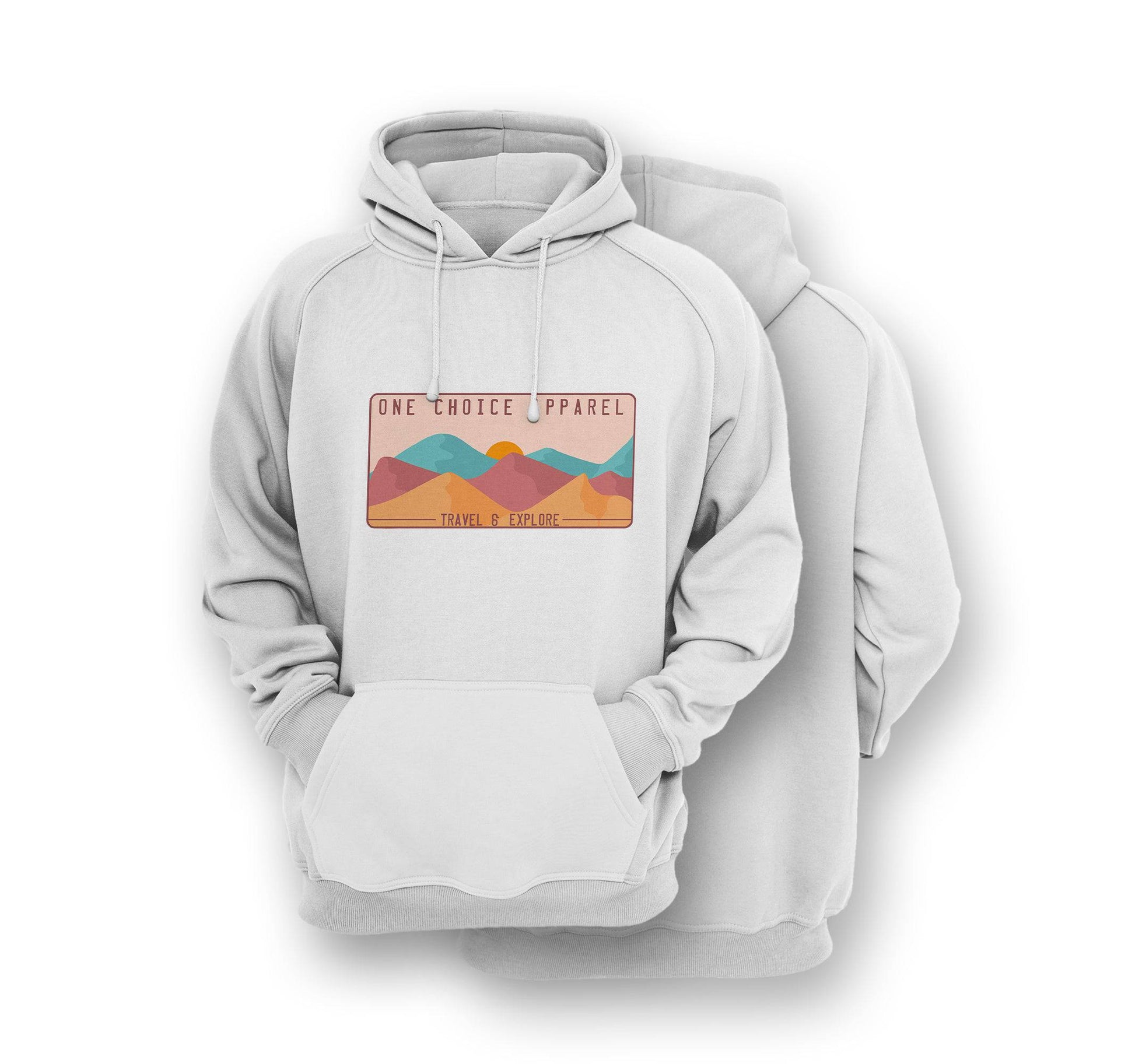 Sustainable Hoodie - Mountain Scene - Front Print - One Choice Apparel