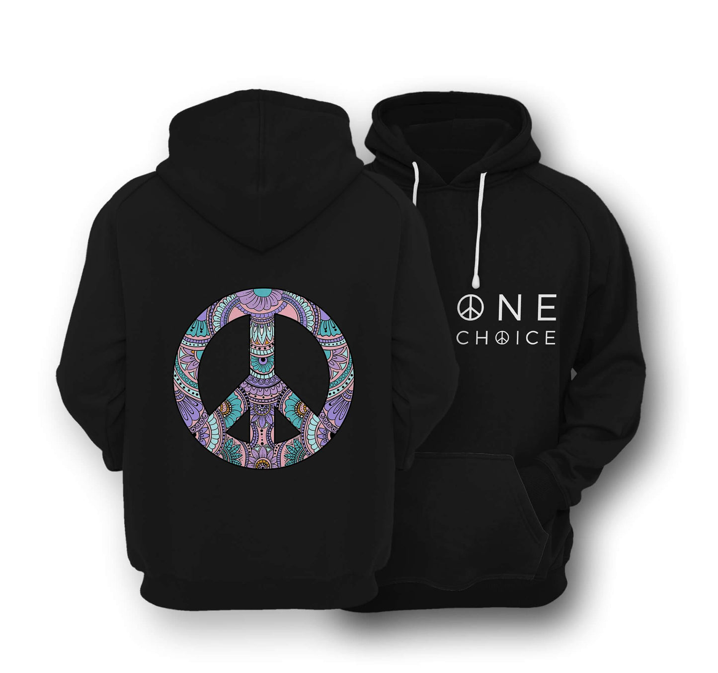 Sustainable Hoodie - Patterned Peace Sign - One Choice Apparel