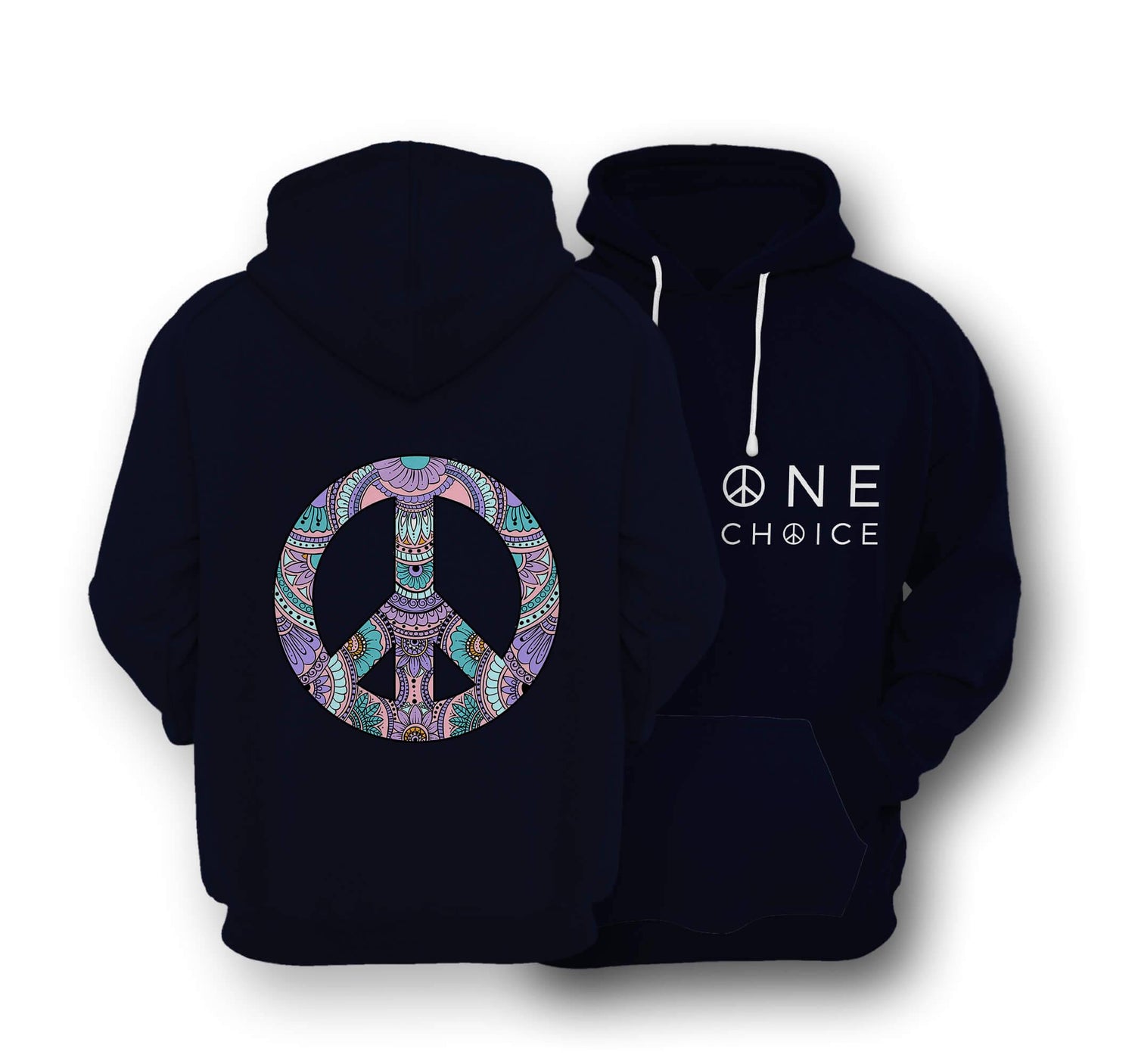 Sustainable Hoodie - Patterned Peace Sign - One Choice Apparel