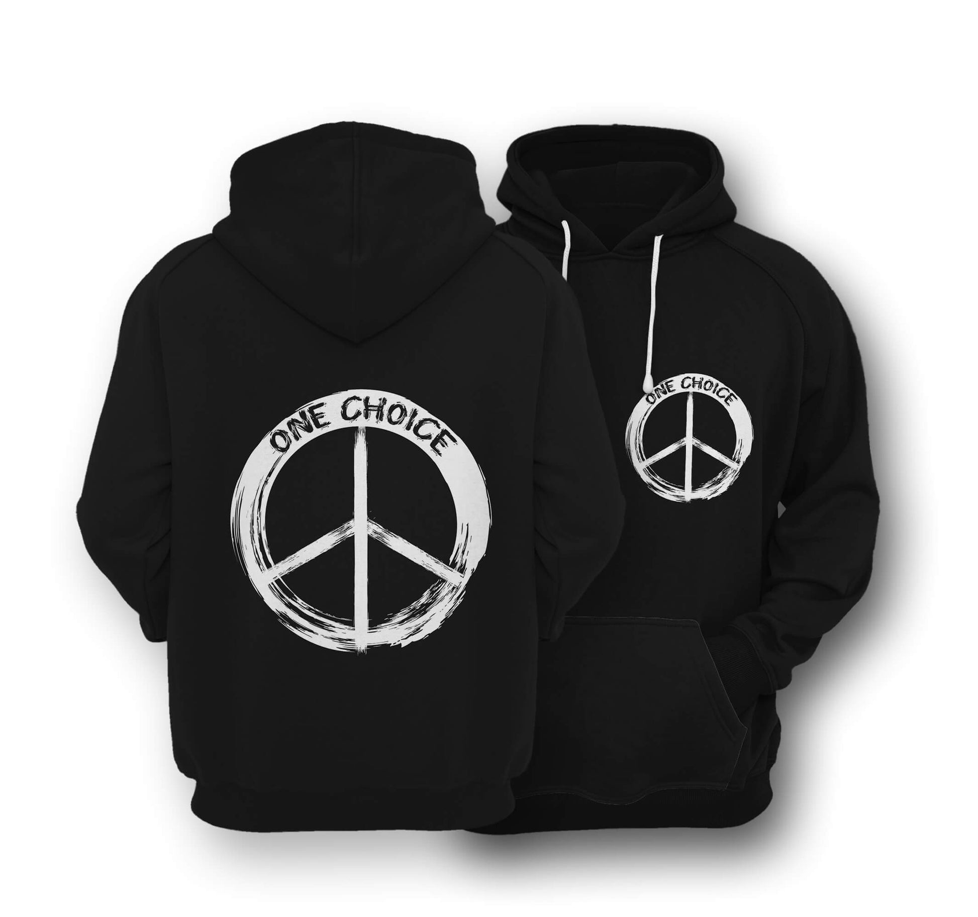 Sustainable Hoodie - Round Peace Sign - One Choice Apparel