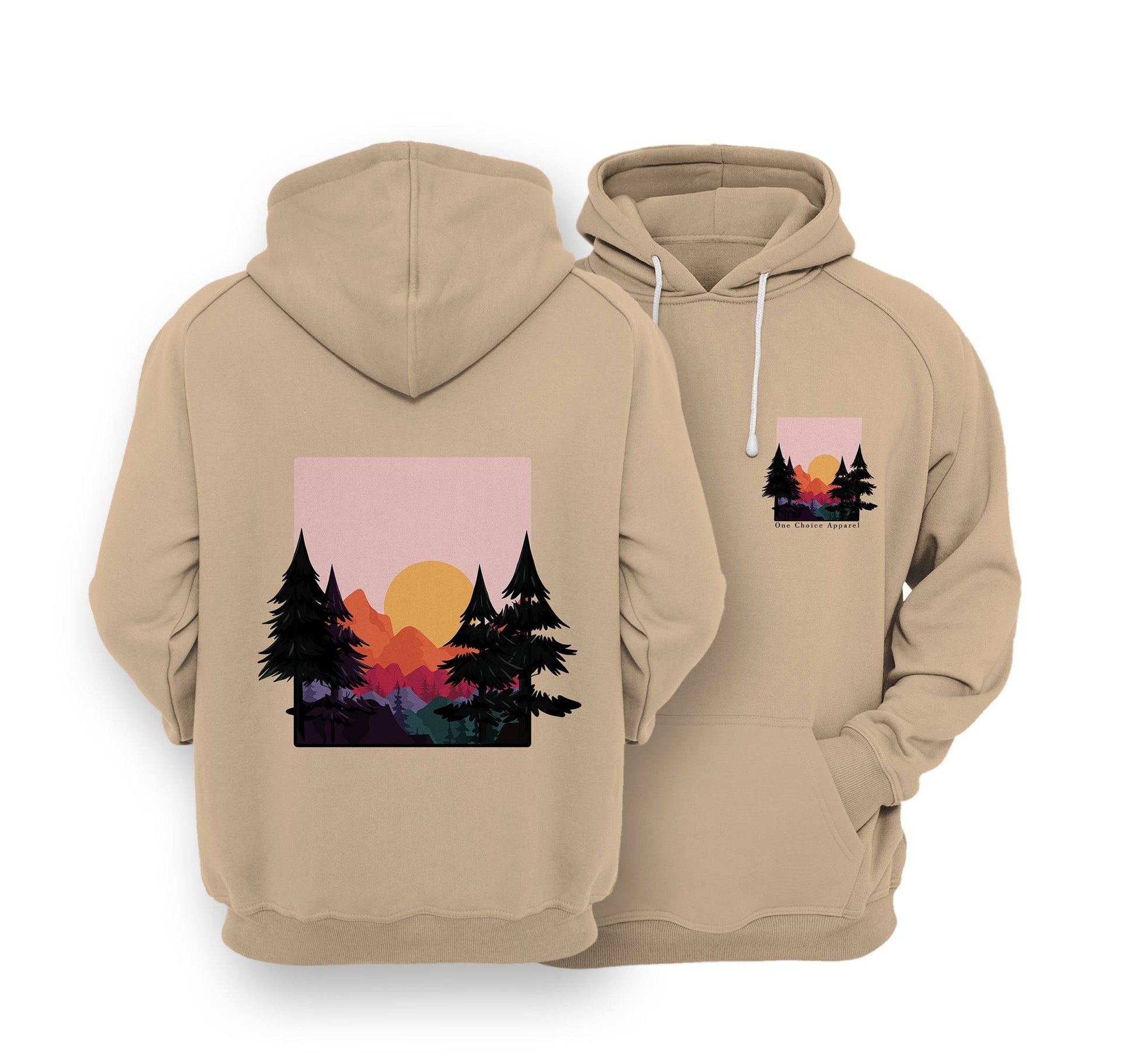 Sustainable Hoodie - Sun & Mountains - One Choice Apparel