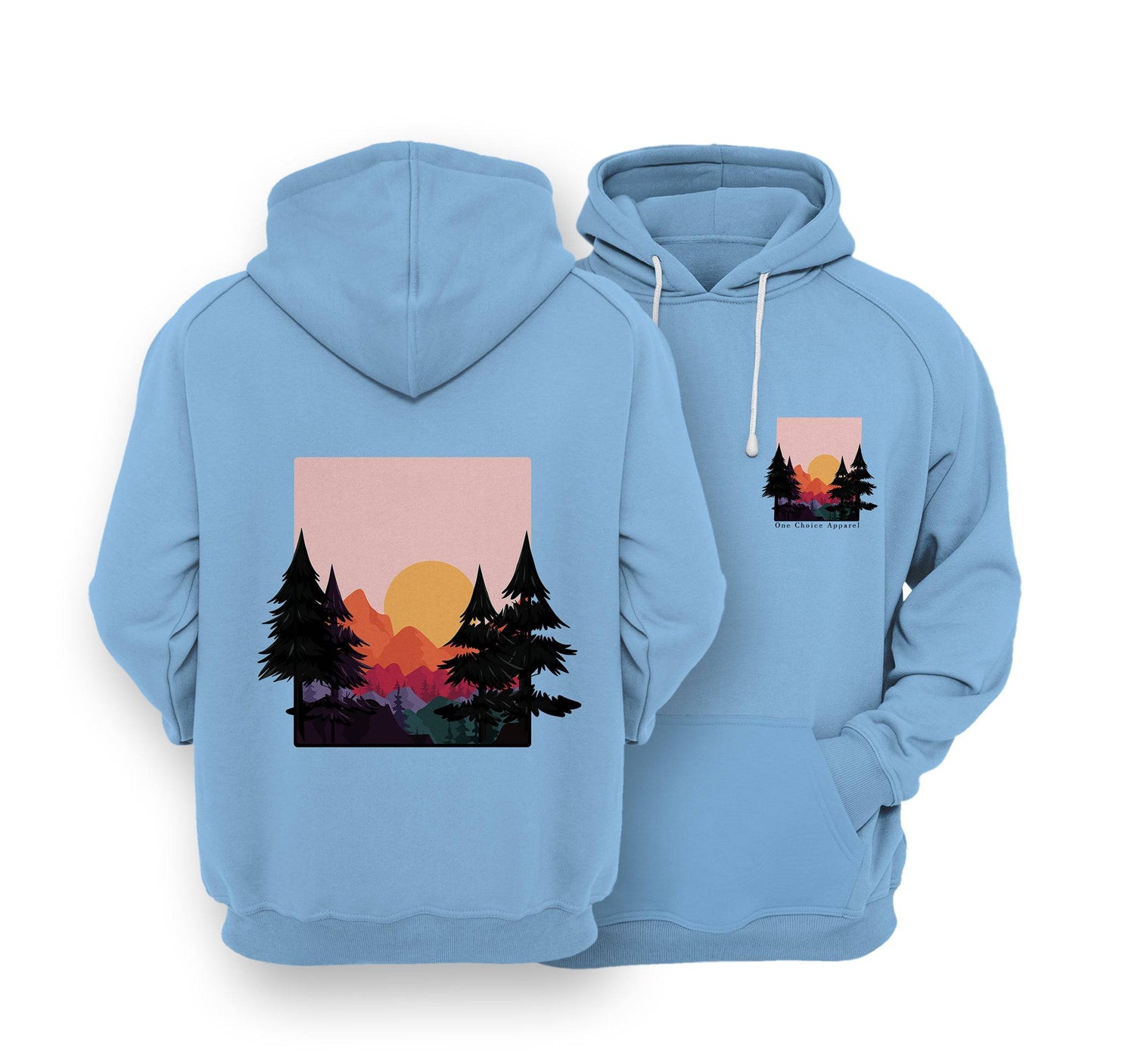 Sustainable Hoodie - Sun & Mountains - One Choice Apparel