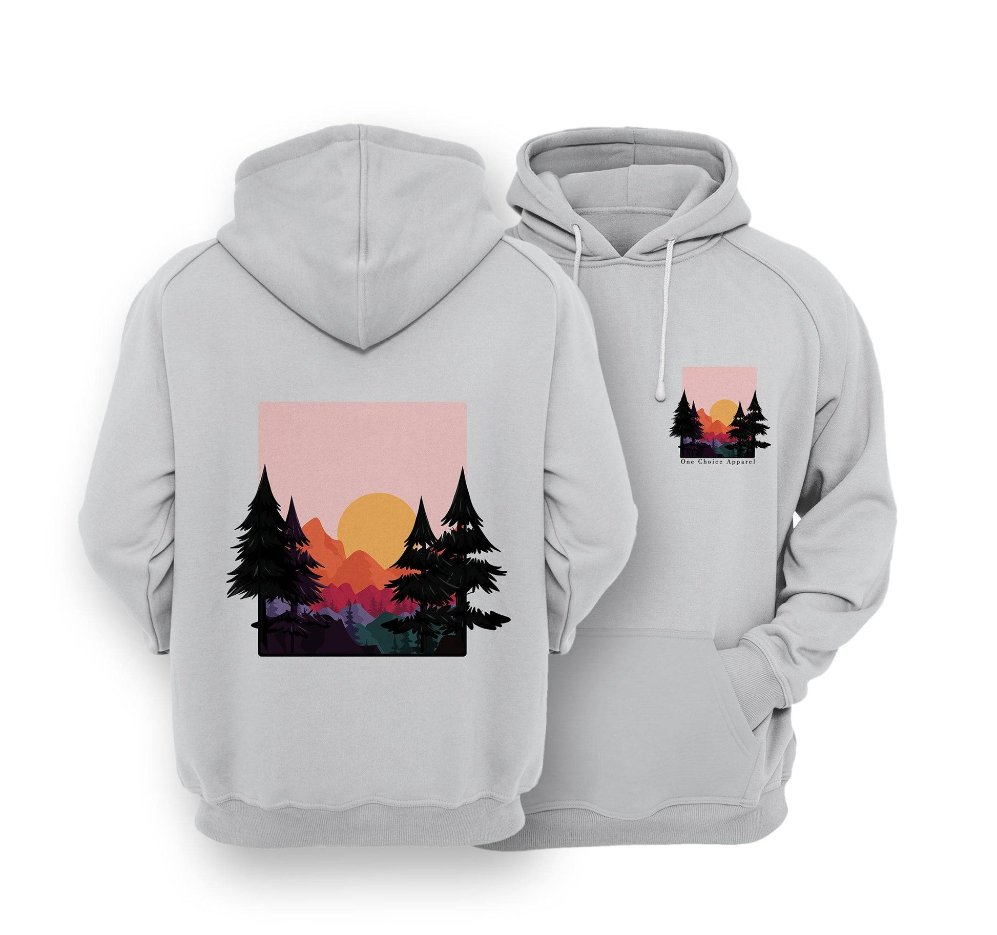 Sustainable Hoodie - Sun & Mountains - One Choice Apparel