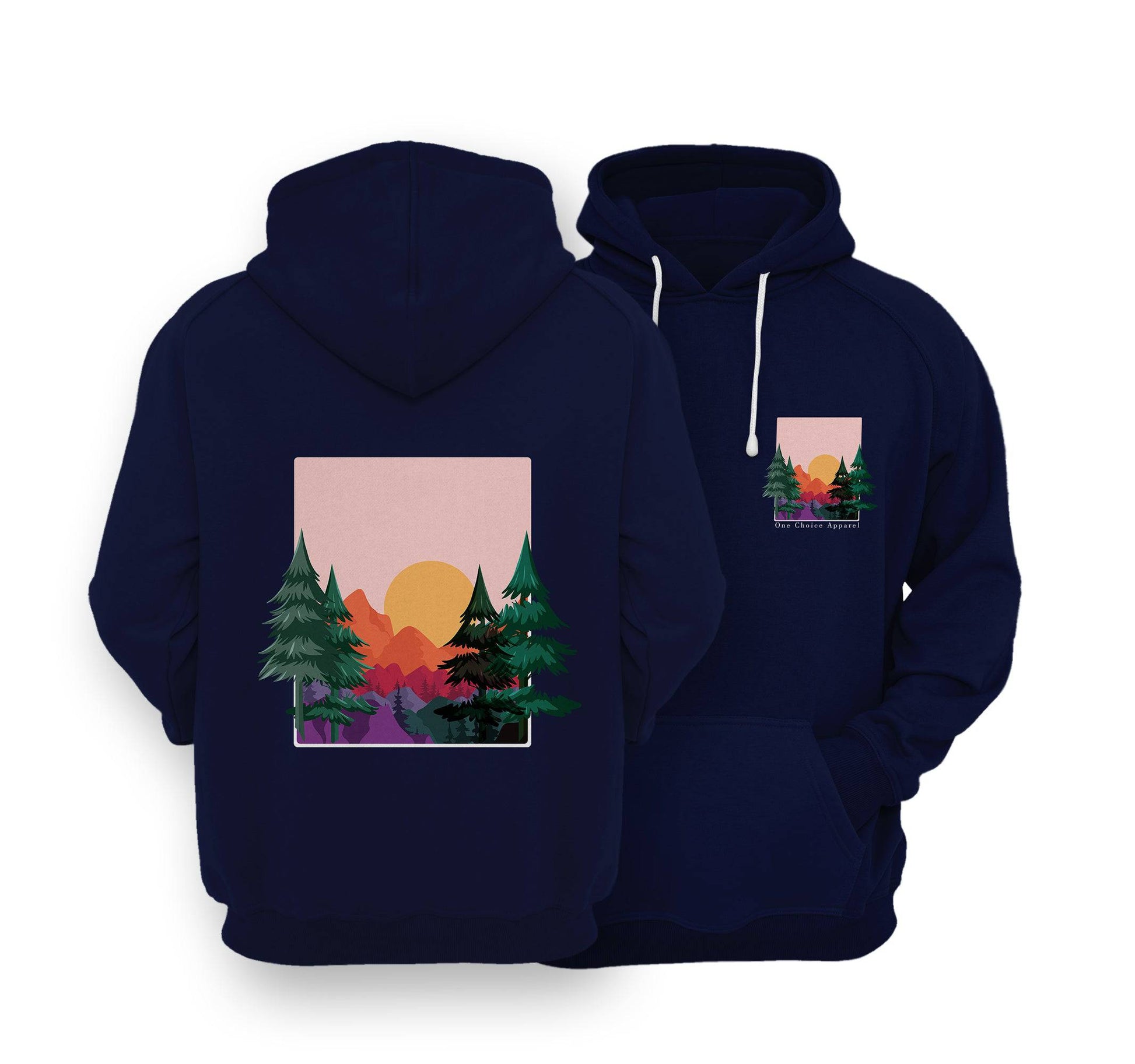 Sustainable Hoodie - Sun & Mountains - One Choice Apparel