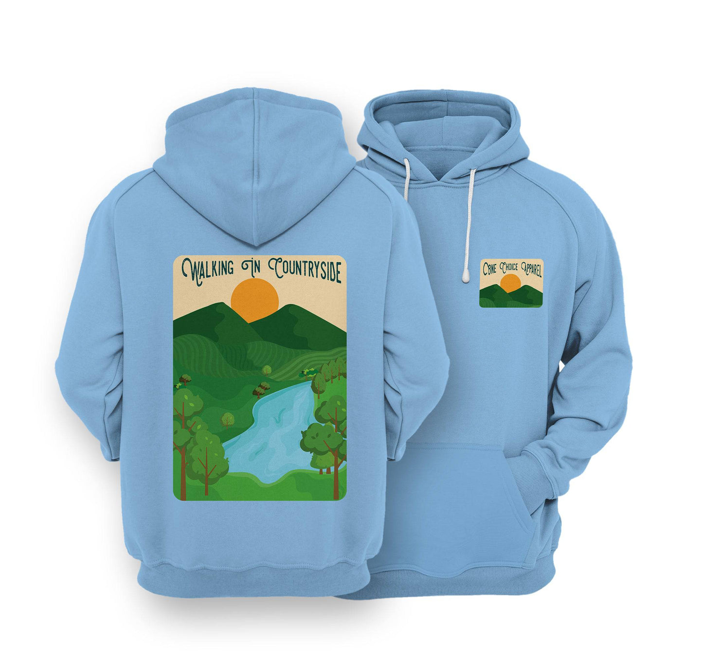 Sustainable Hoodie - Walking In Countryside - One Choice Apparel