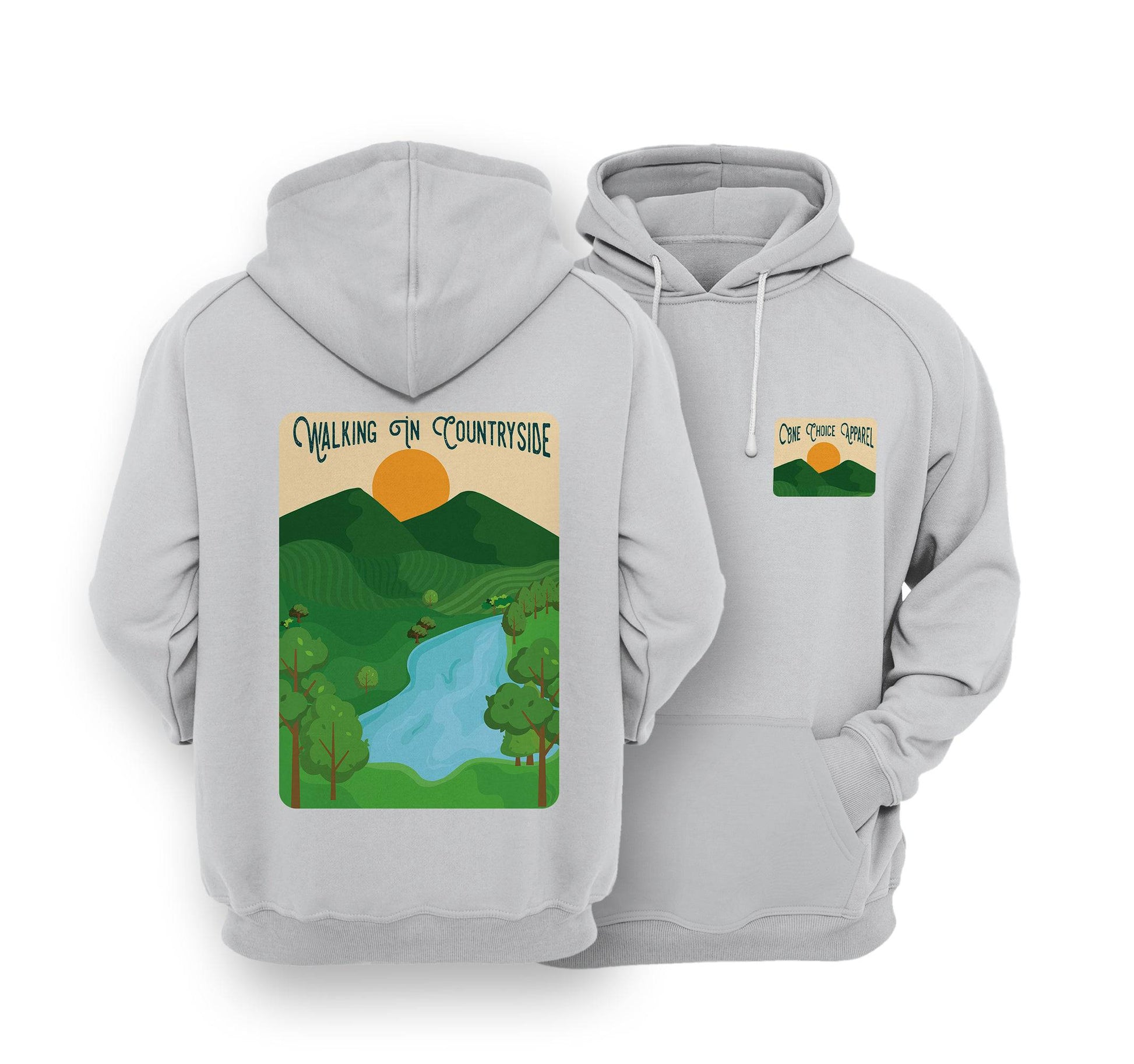 Sustainable Hoodie - Walking In Countryside - One Choice Apparel