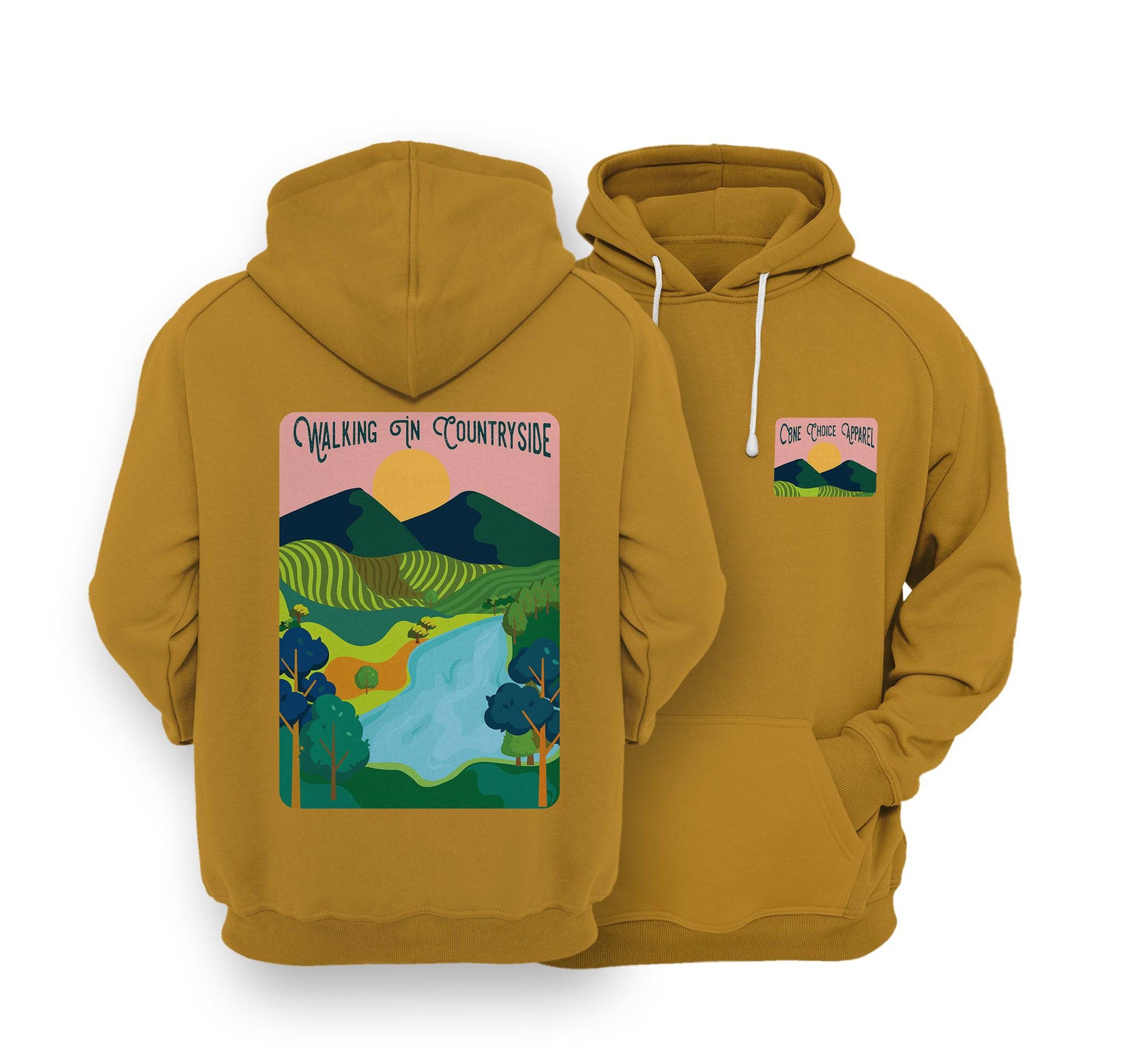 Sustainable Hoodie - Walking In Countryside - One Choice Apparel