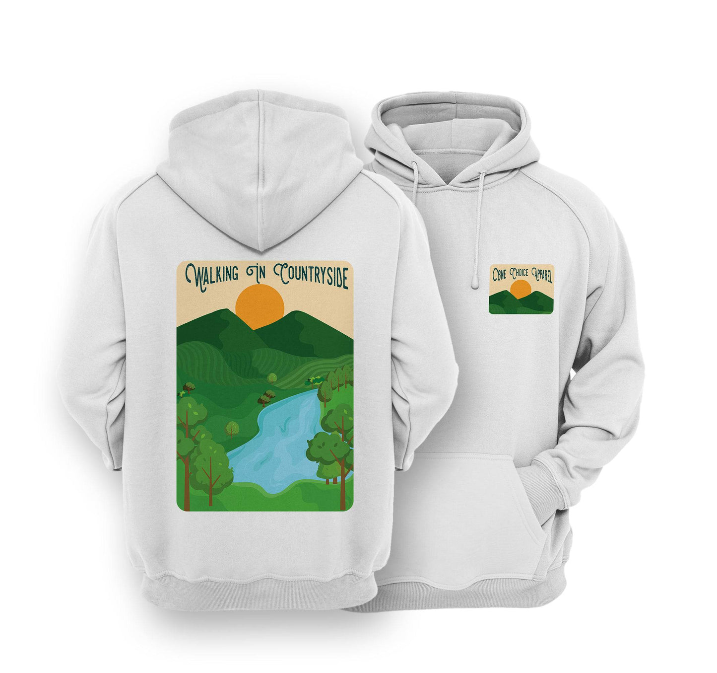 Sustainable Hoodie - Walking In Countryside - One Choice Apparel