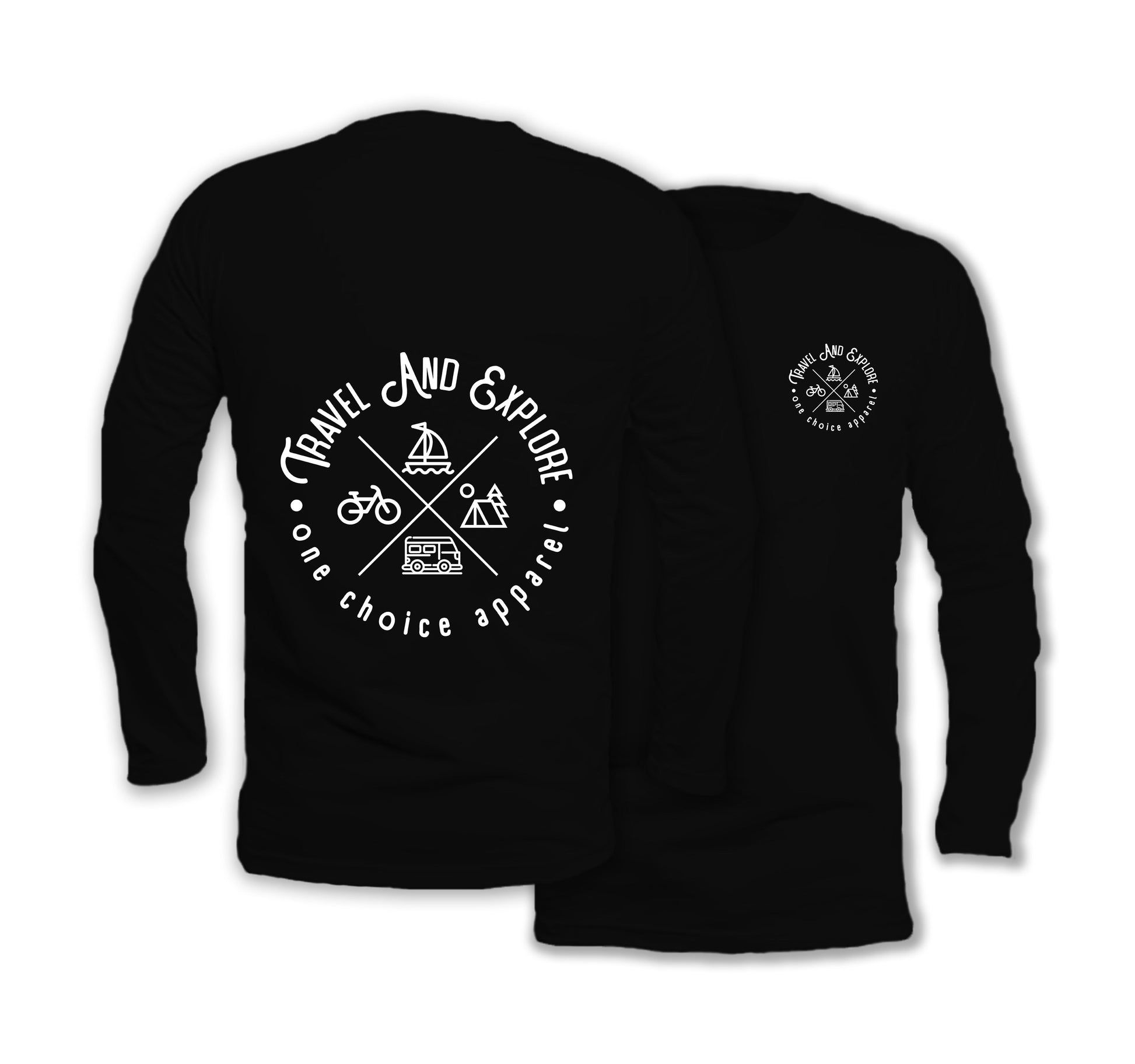 Travel & Explore - Long Sleeve Organic Cotton T-Shirt - One Choice Apparel