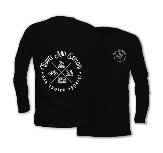 Travel & Explore - Long Sleeve Organic Cotton T-Shirt - One Choice Apparel