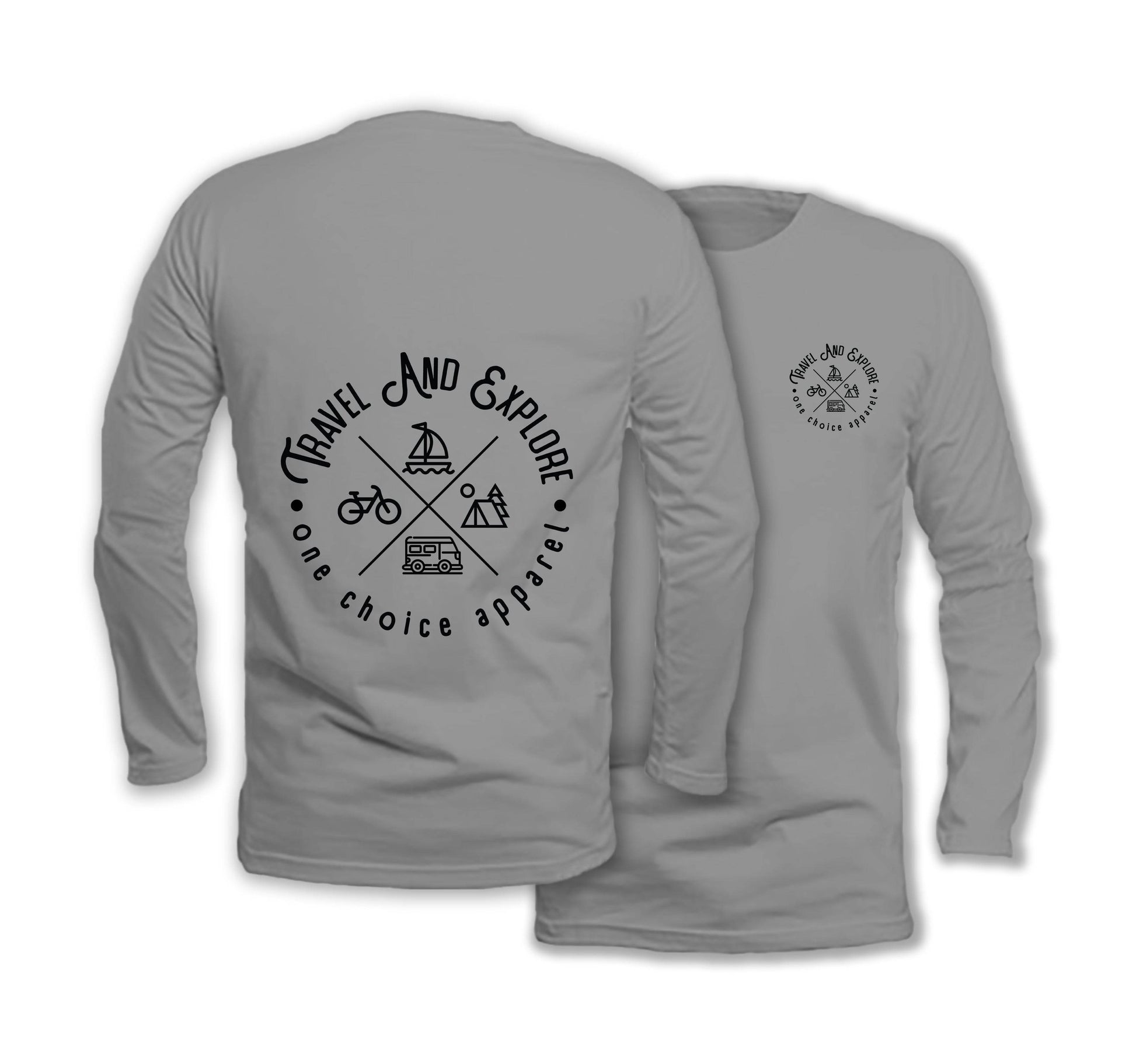 Travel & Explore - Long Sleeve Organic Cotton T-Shirt - One Choice Apparel