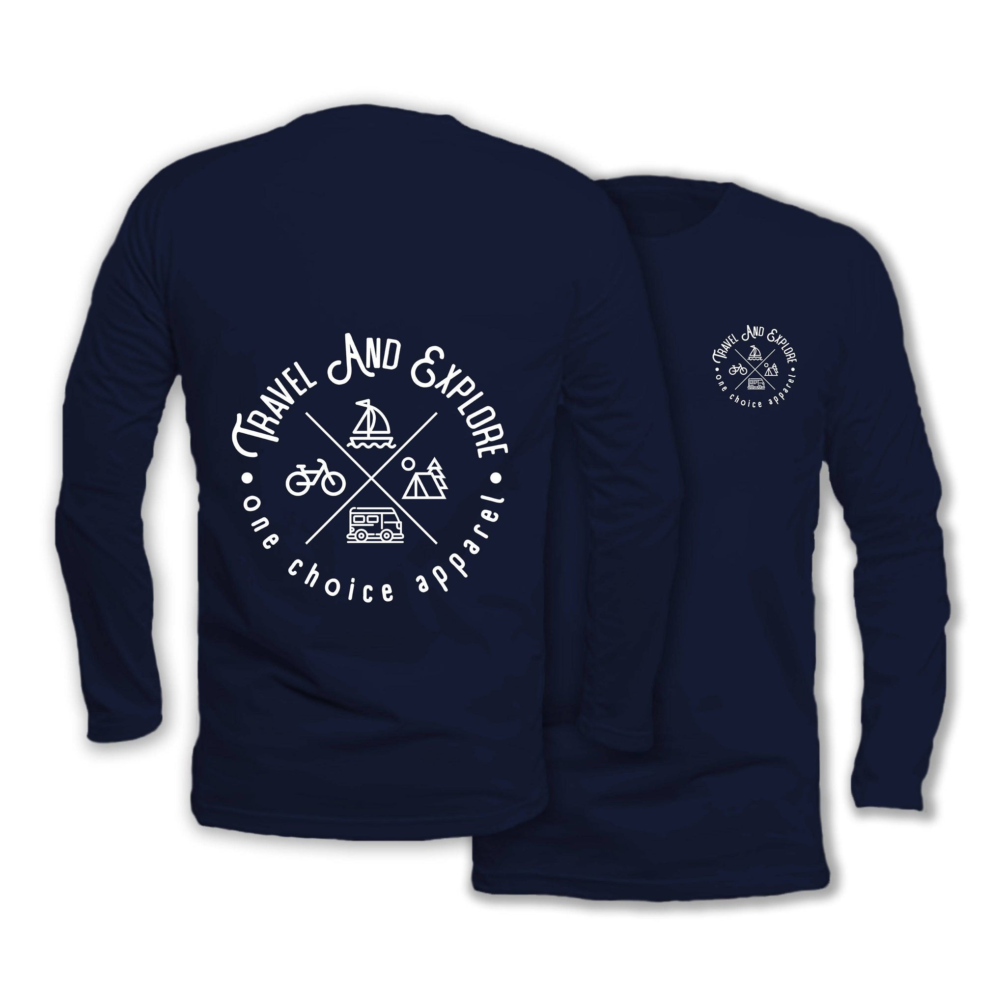 Travel & Explore - Long Sleeve Organic Cotton T-Shirt - One Choice Apparel
