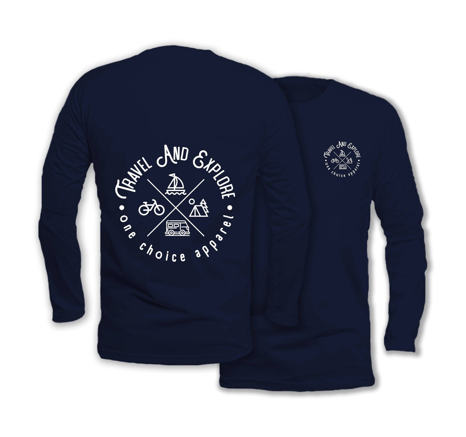 Travel & Explore - Long Sleeve Organic Cotton T-Shirt - One Choice Apparel