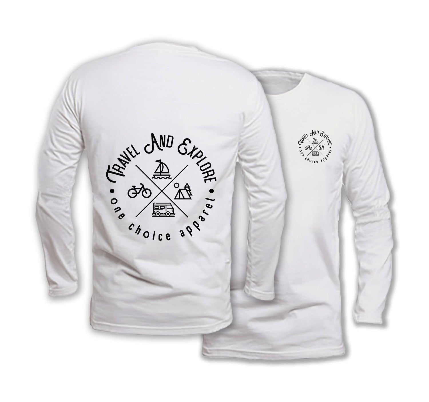 Travel & Explore - Long Sleeve Organic Cotton T-Shirt - One Choice Apparel