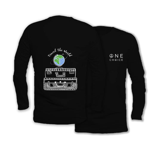 Travel The World - Long Sleeve Organic Cotton T-Shirt - One Choice Apparel