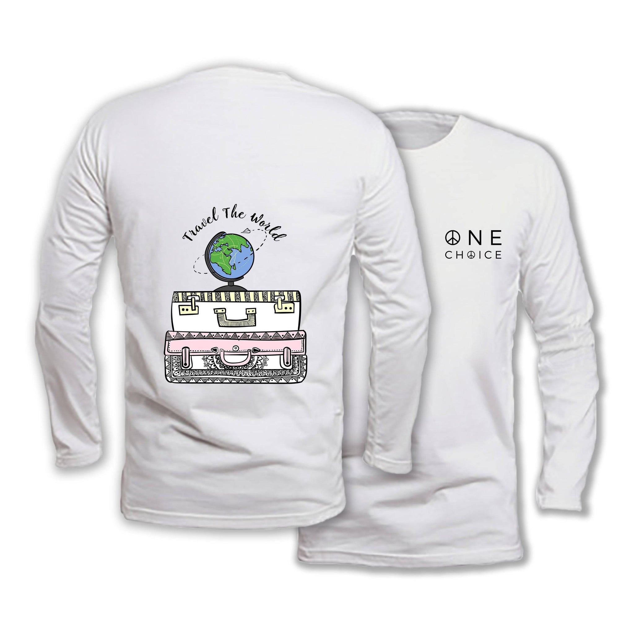 Travel The World - Long Sleeve Organic Cotton T-Shirt - One Choice Apparel