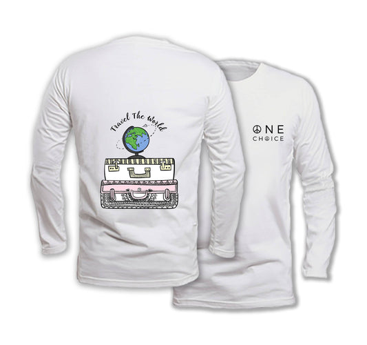 Travel The World - Long Sleeve Organic Cotton T-Shirt - One Choice Apparel